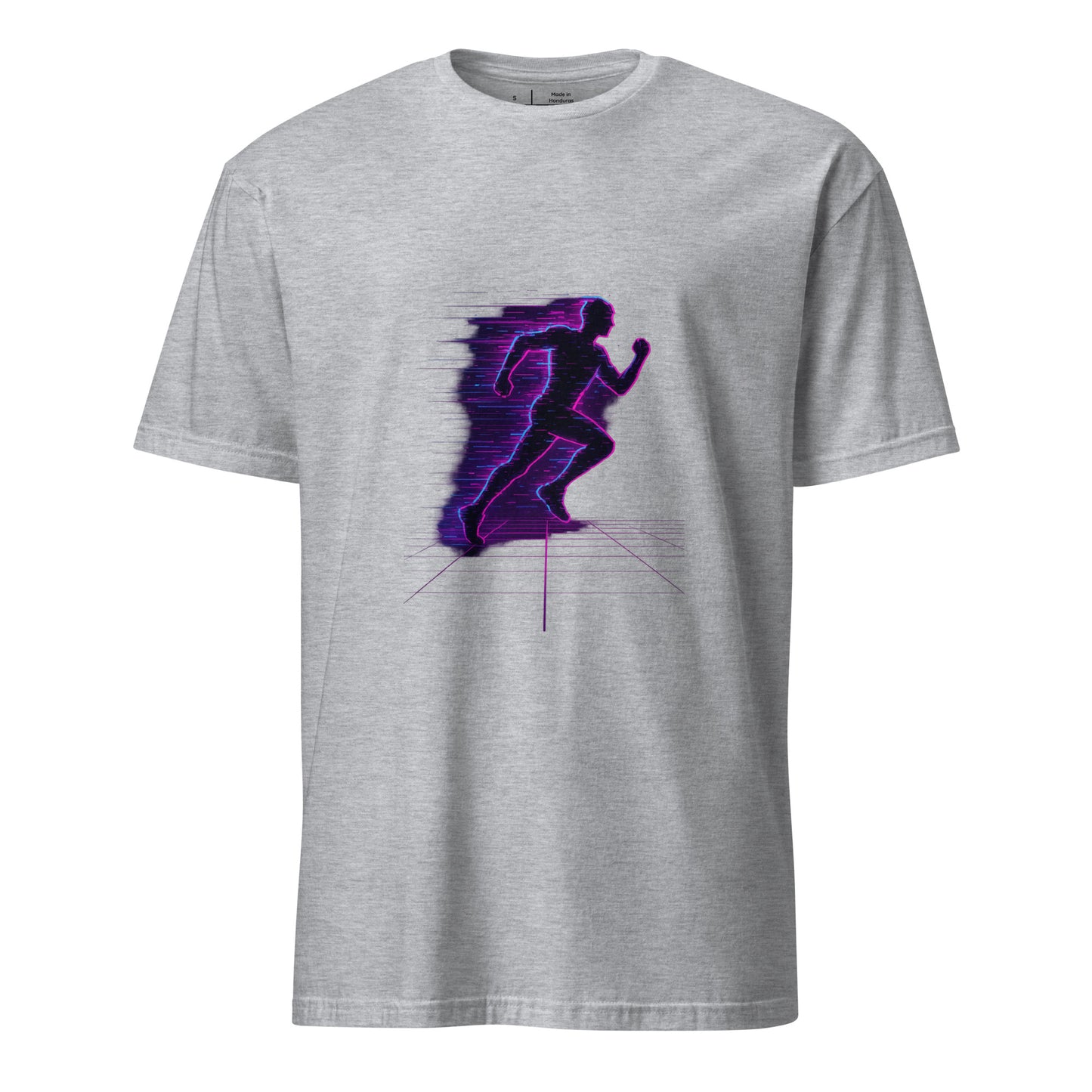Glitch Runner - Neon Urban - Short-Sleeve Unisex T-Shirt - Graphic Tee - Sport Grey - Front