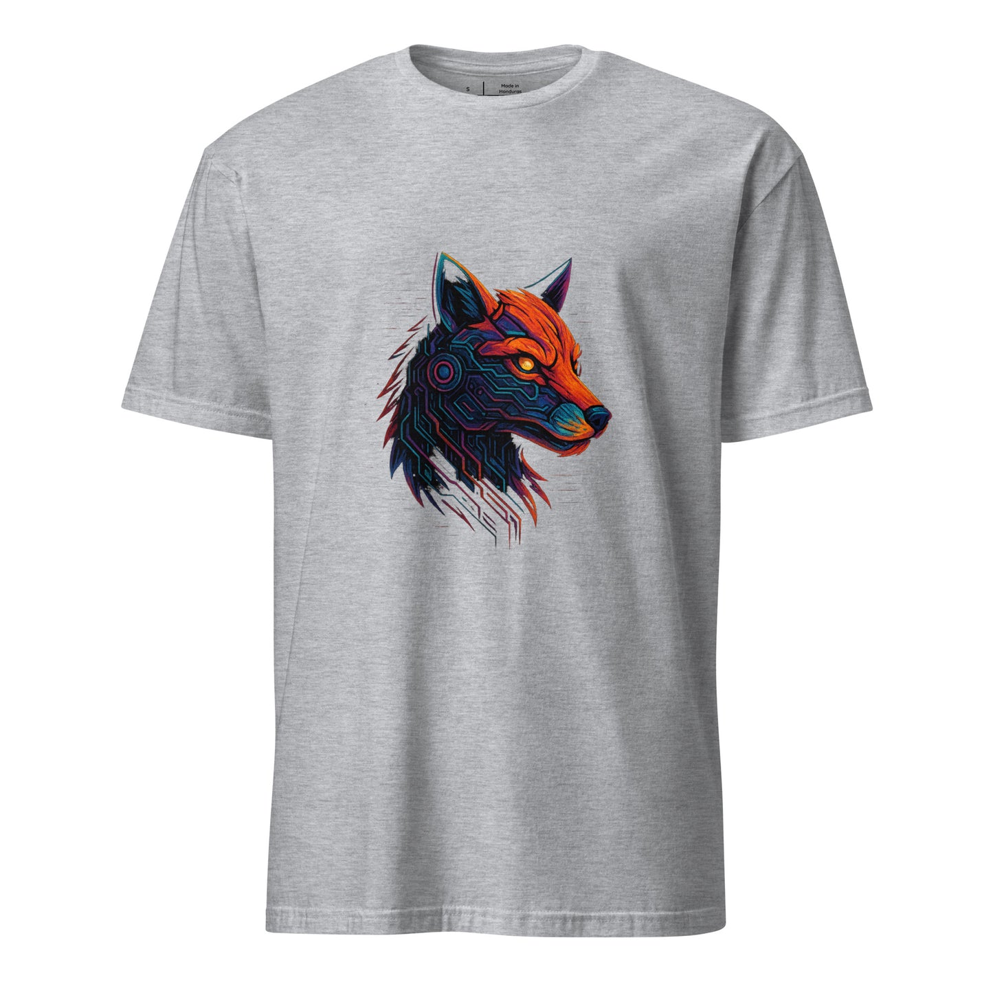  Cyber Fox – Neon Trickster - Short-Sleeve Unisex T-Shirt - Graphic Tee - Sport Grey - Front