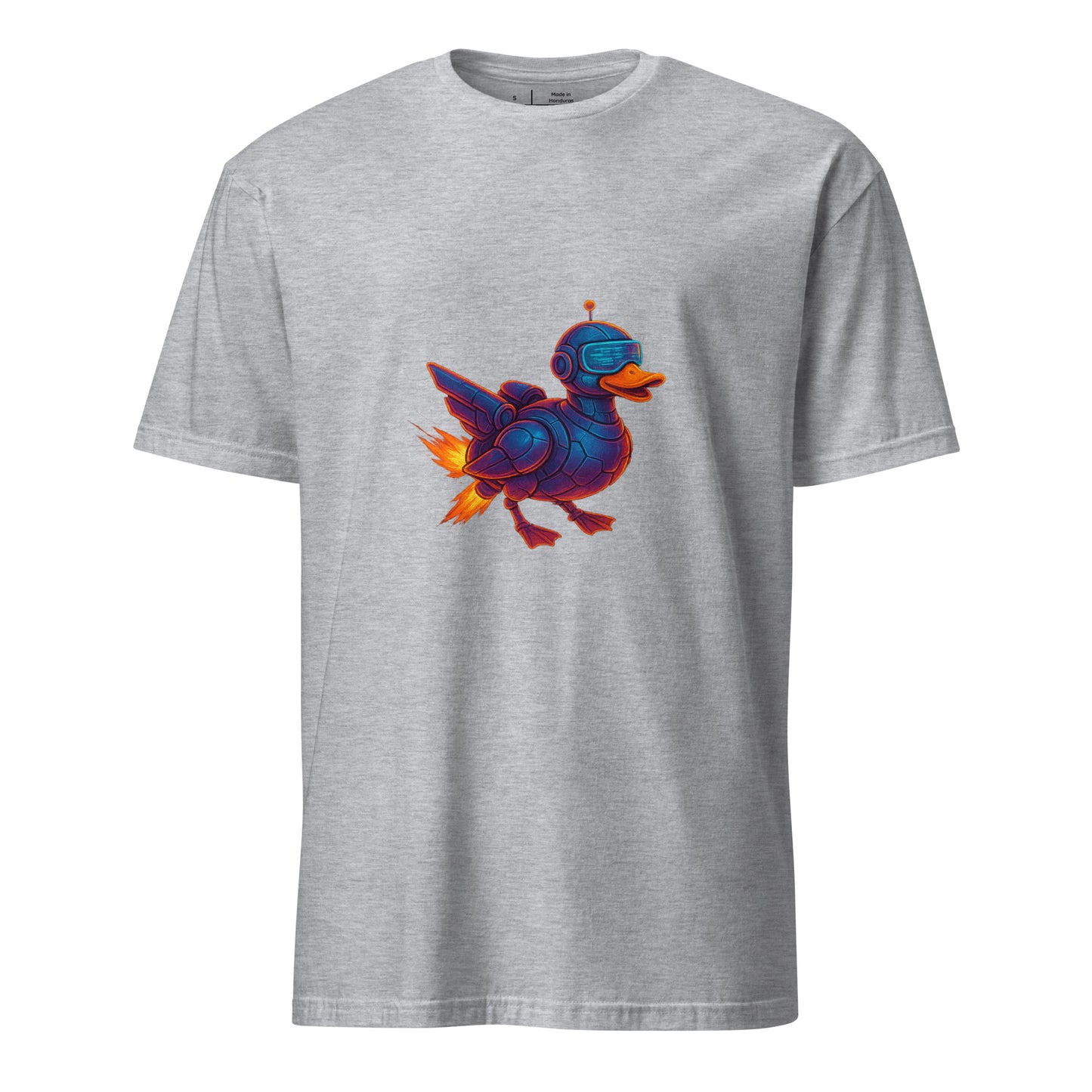 Cyber Duck – Quirky Futuristic Streetwear - Short-Sleeve Unisex T-Shirt - Graphic Tee - Sport Grey - Front