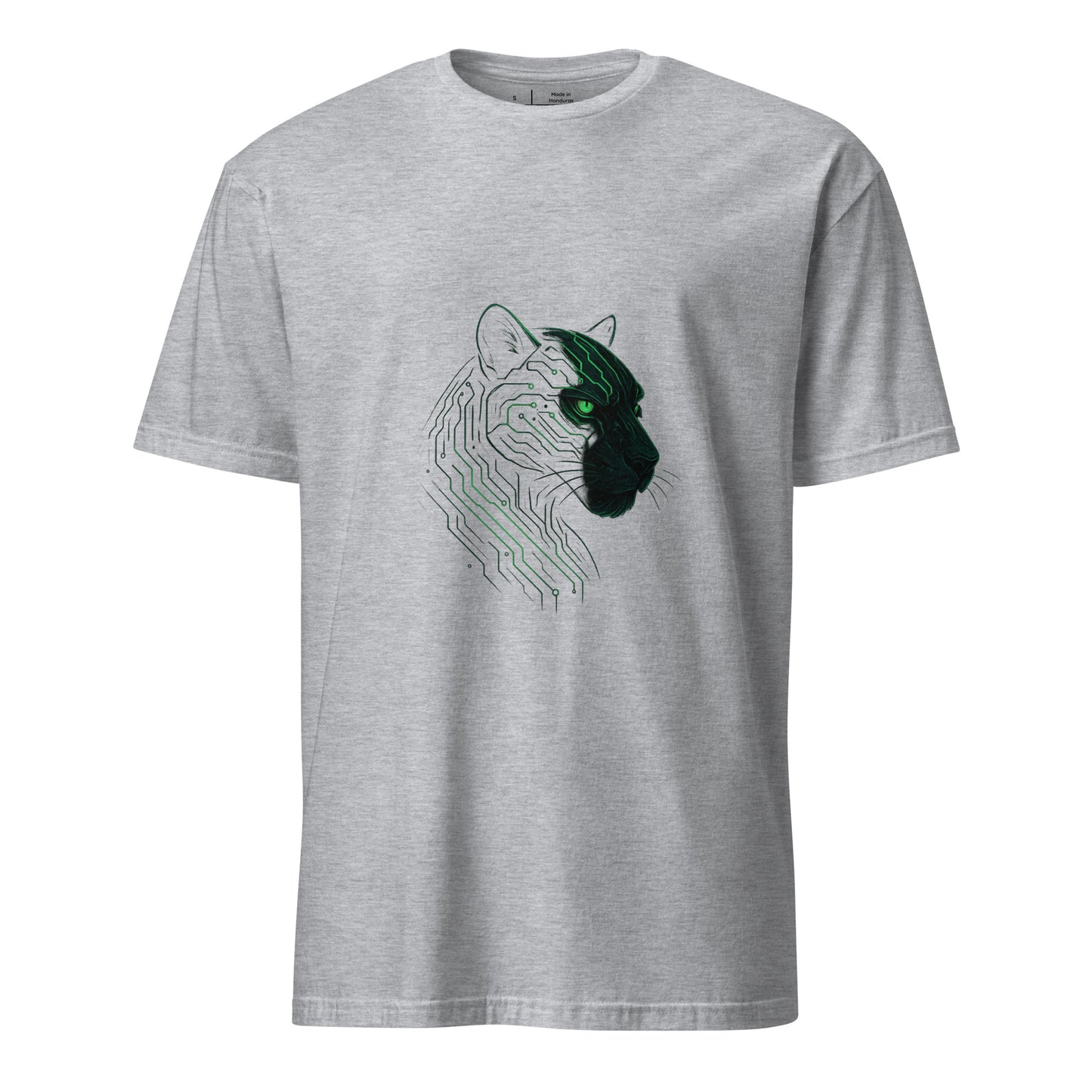 The Circuit Panther – Shadow & Circuitry - Short-Sleeve Unisex T-Shirt - Graphic Tee - Sport Grey - Front 
