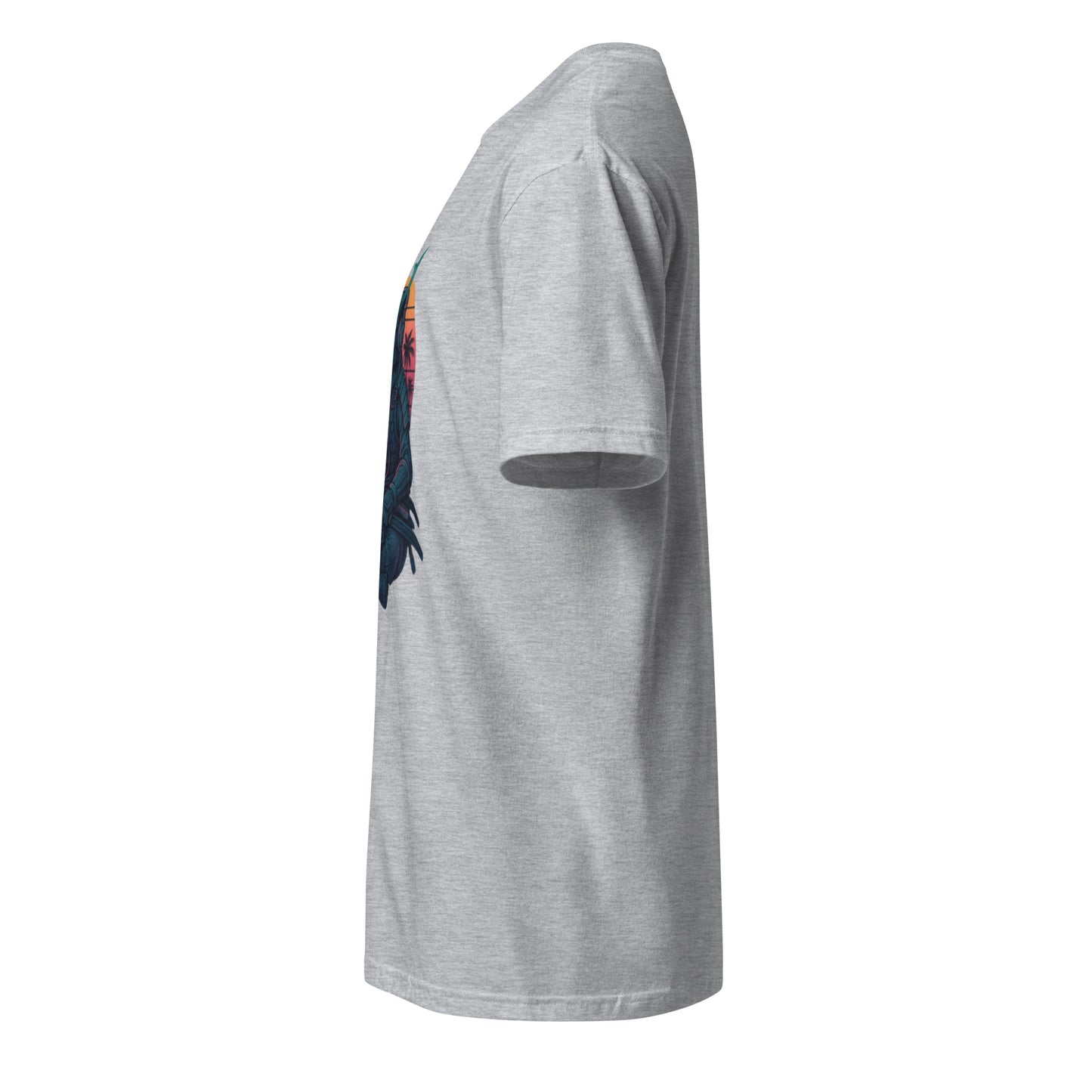 Headphone Samurai - Balance Meets Beats - Short-Sleeve Unisex T-Shirt - Graphic Tee - Sport Grey - Left side