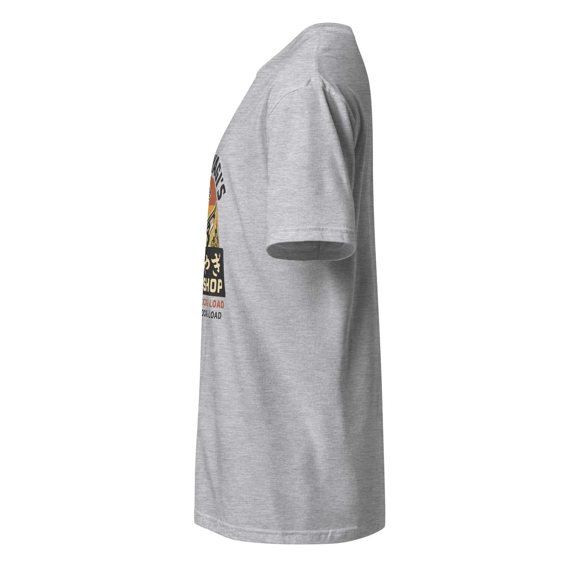 Mr. Miyagi’s Gun Shop – Wax On, Lock & Load - Short-Sleeve Unisex T-Shirt - Graphic Tee - Sport Grey - Left side