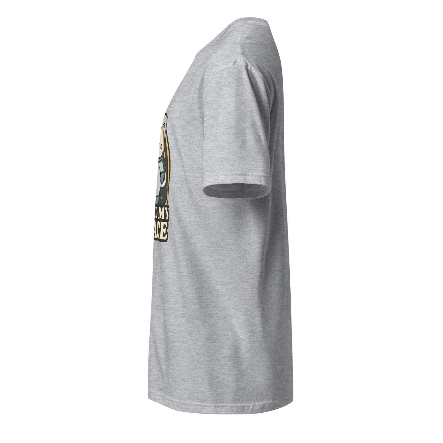 I Need Space – Lucky Cat Astronaut - Short-Sleeve Unisex T-Shirt - Graphic Tee - Sport Grey - Left side