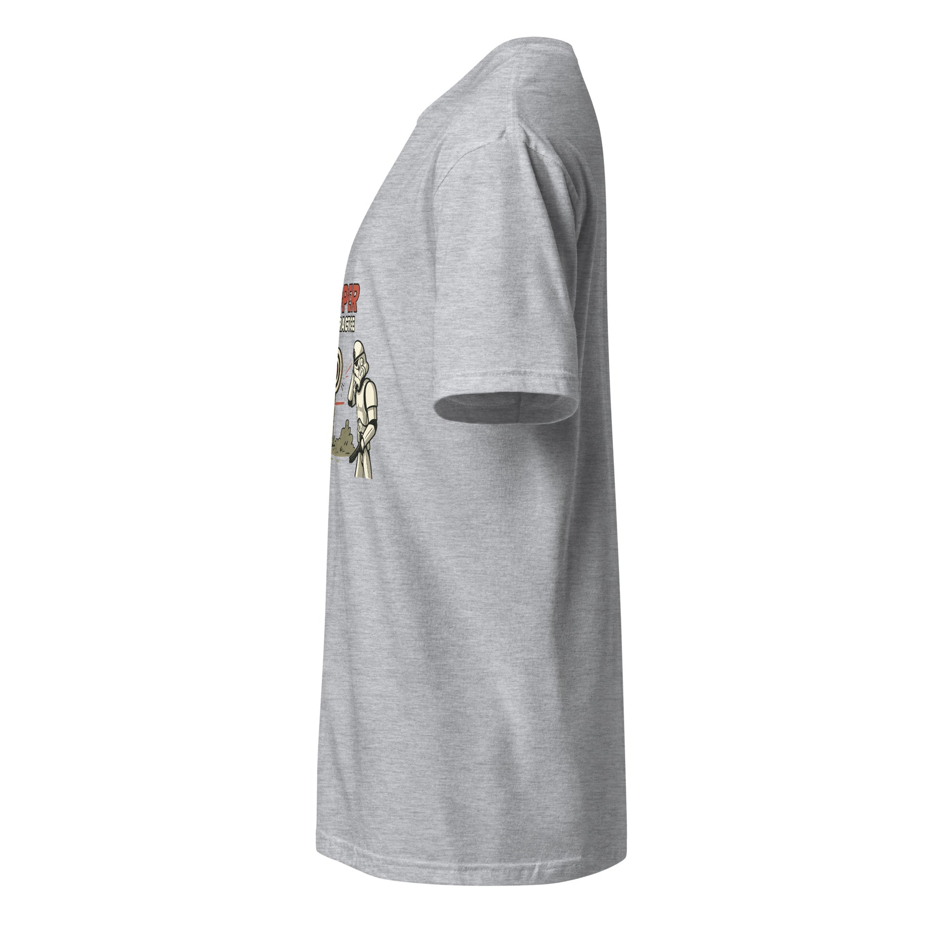 Trooper Target Practice – Aiming's Overrated Anyway - Short-Sleeve Unisex T-Shirt - Graphic Tee - Sport Grey - Left side