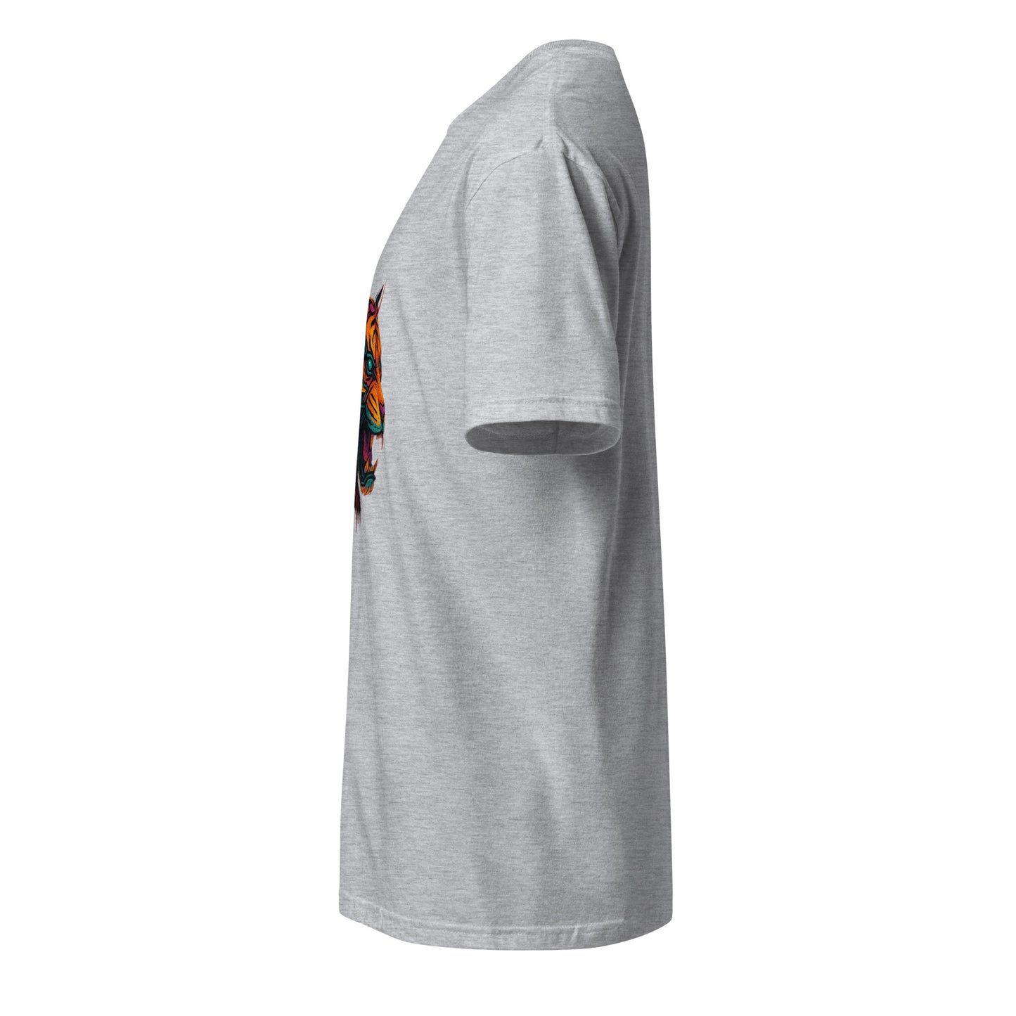 Cyber Tiger – Neon Predator - Short-Sleeve Unisex T-Shirt - Graphic Tee - Sport Grey - Left side