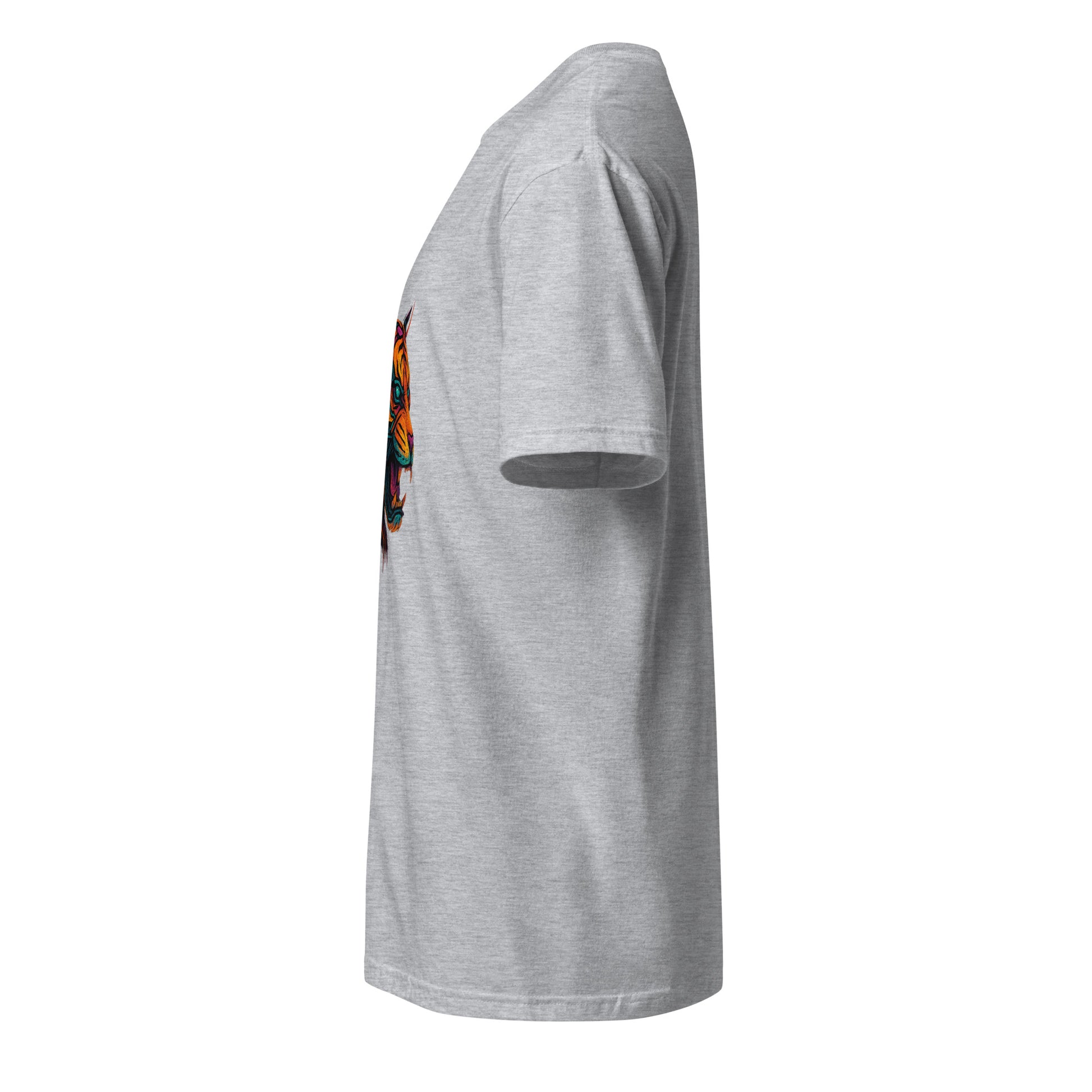 Cyber Tiger – Neon Predator - Short-Sleeve Unisex T-Shirt - Graphic Tee - Sport Grey - Left side