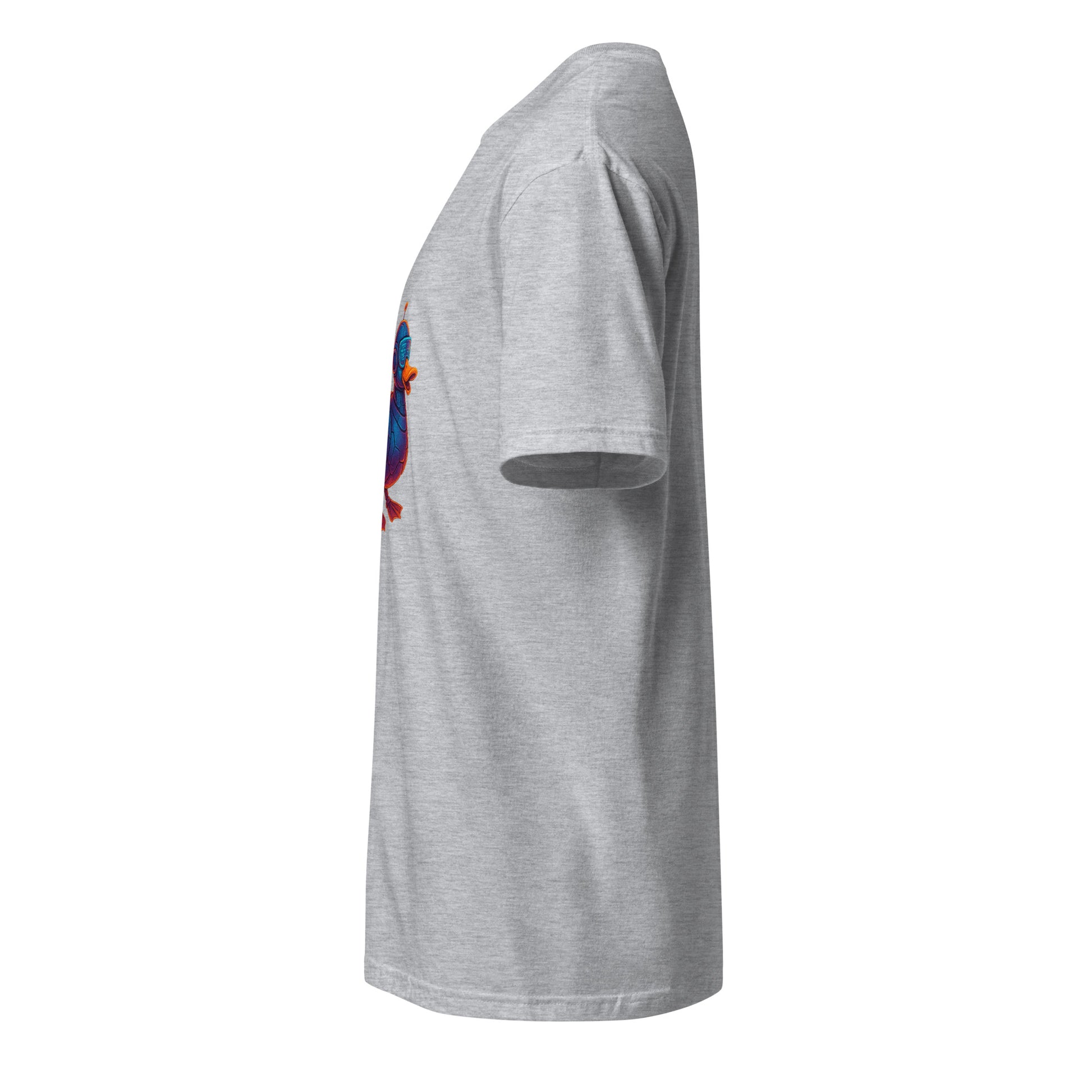 Cyber Duck – Quirky Futuristic Streetwear - Short-Sleeve Unisex T-Shirt - Graphic Tee - Sport Grey - Left side