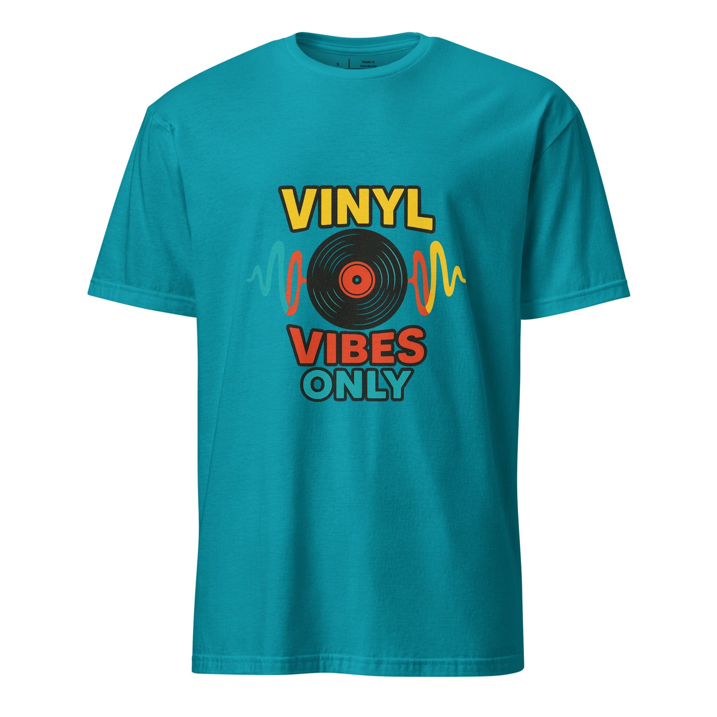 Vinyl Vibes Only - Retro Music Lover - Short-Sleeve Unisex T-Shirt - Graphic Tee - Tropical Blue - Front