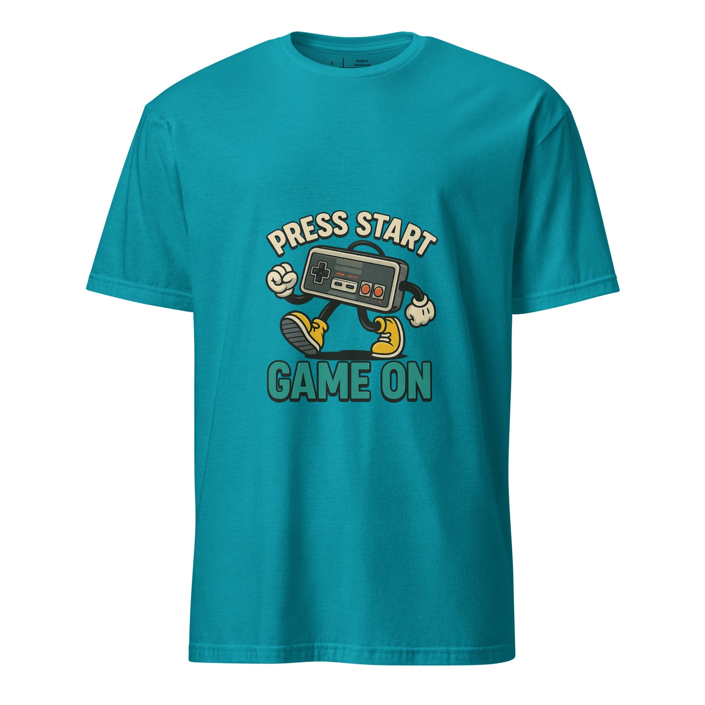 Press Start - Retro Gamer - Short-Sleeve T-Shirt - Graphic Tee - Tropical Blue - Front