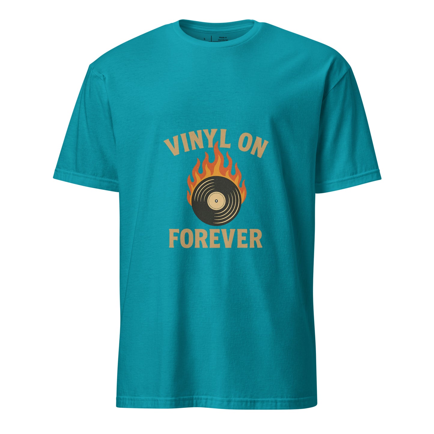 Vinyl On Forever - Timeless Sound - Short-Sleeve Unisex T-Shirt - Graphic Tee - Tropical Blue - Front