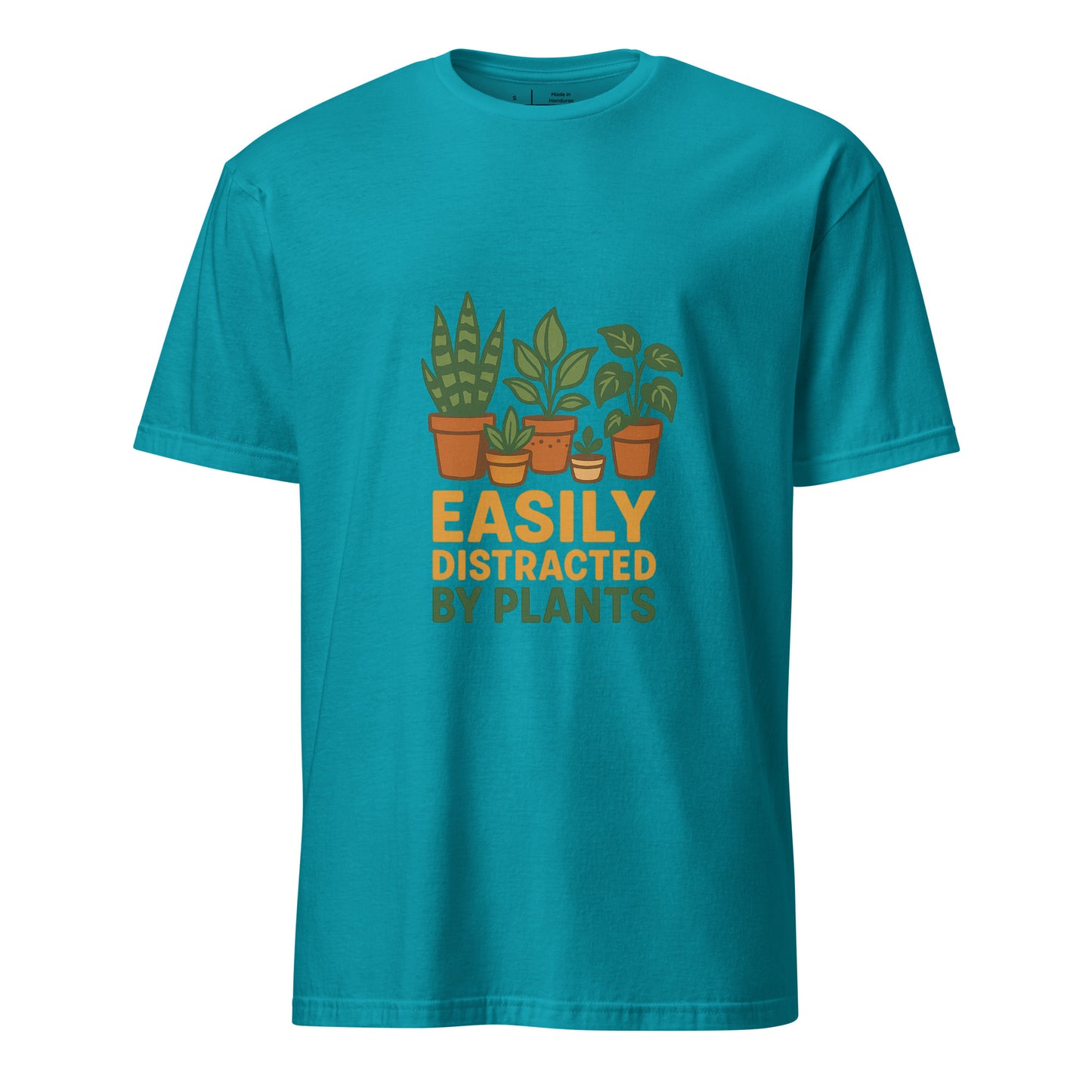 Easily Distracted By Plants - Short-Sleeve Unisex T-Shirt - Graphic Tee - Tropical Blue - Front