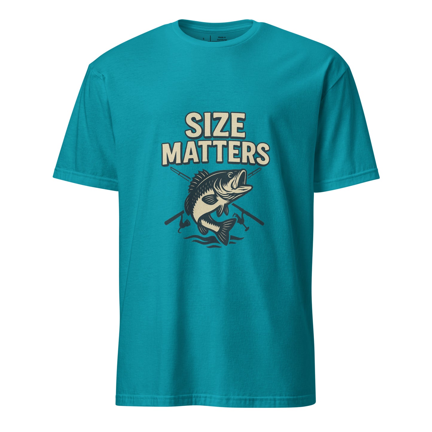 Size Matters - Fishing Reel Talk - Short-Sleeve Unisex T-Shirt - Graphic Tee - Tropical Blue - Front