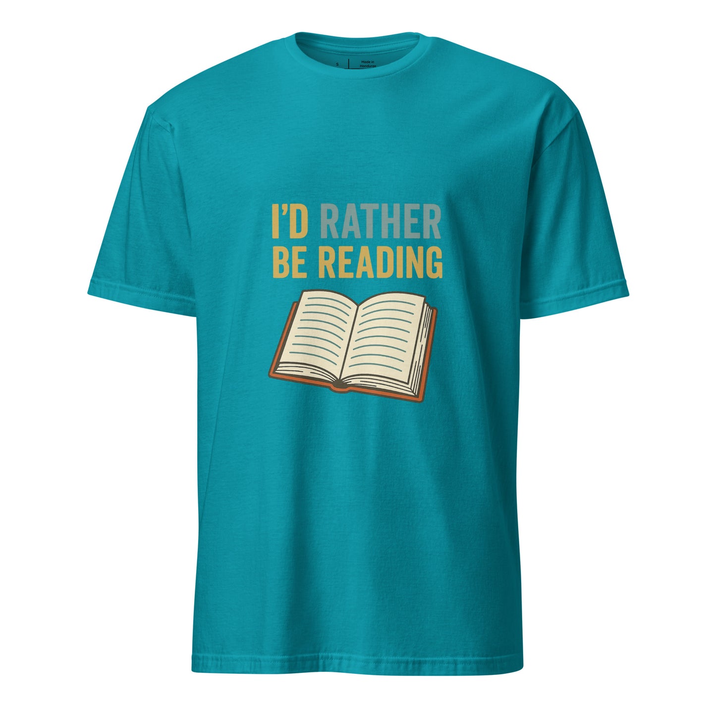 Rather Be Reading - Bibliophiles Tribute - Short-Sleeve Unisex T-Shirt - Graphic Tee - Tropical Blue - Front