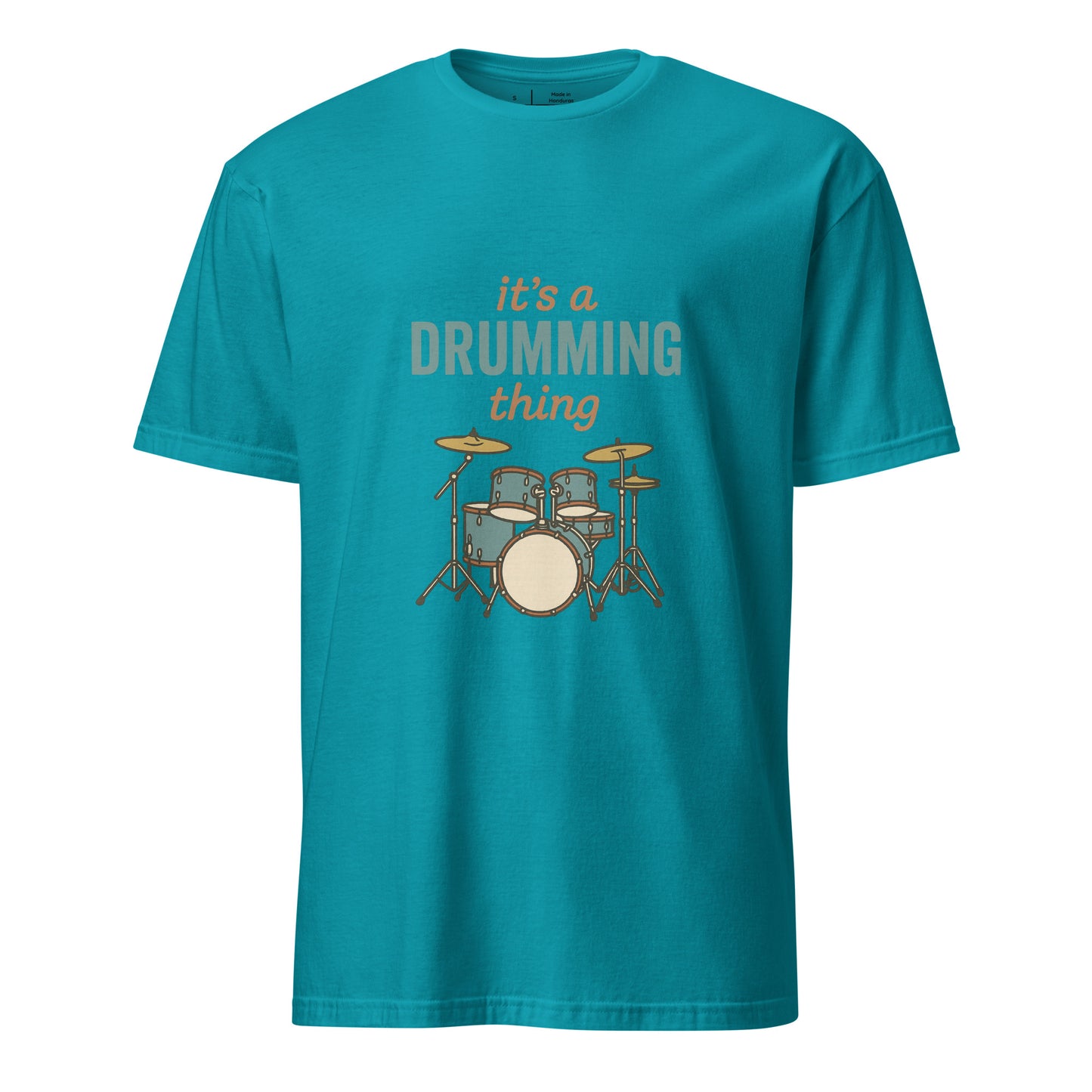Drumming Thing - Drummer's - Short-Sleeve Unisex T-Shirt - Graphic Tee - Tropical Blue - Front
