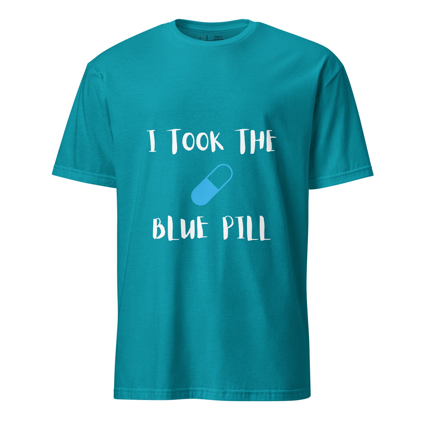 The Blue Pill - Sci-Fi Tribute - Short-Sleeve Unisex T-Shirt - Graphic Tee - Tropical Blue - Front
