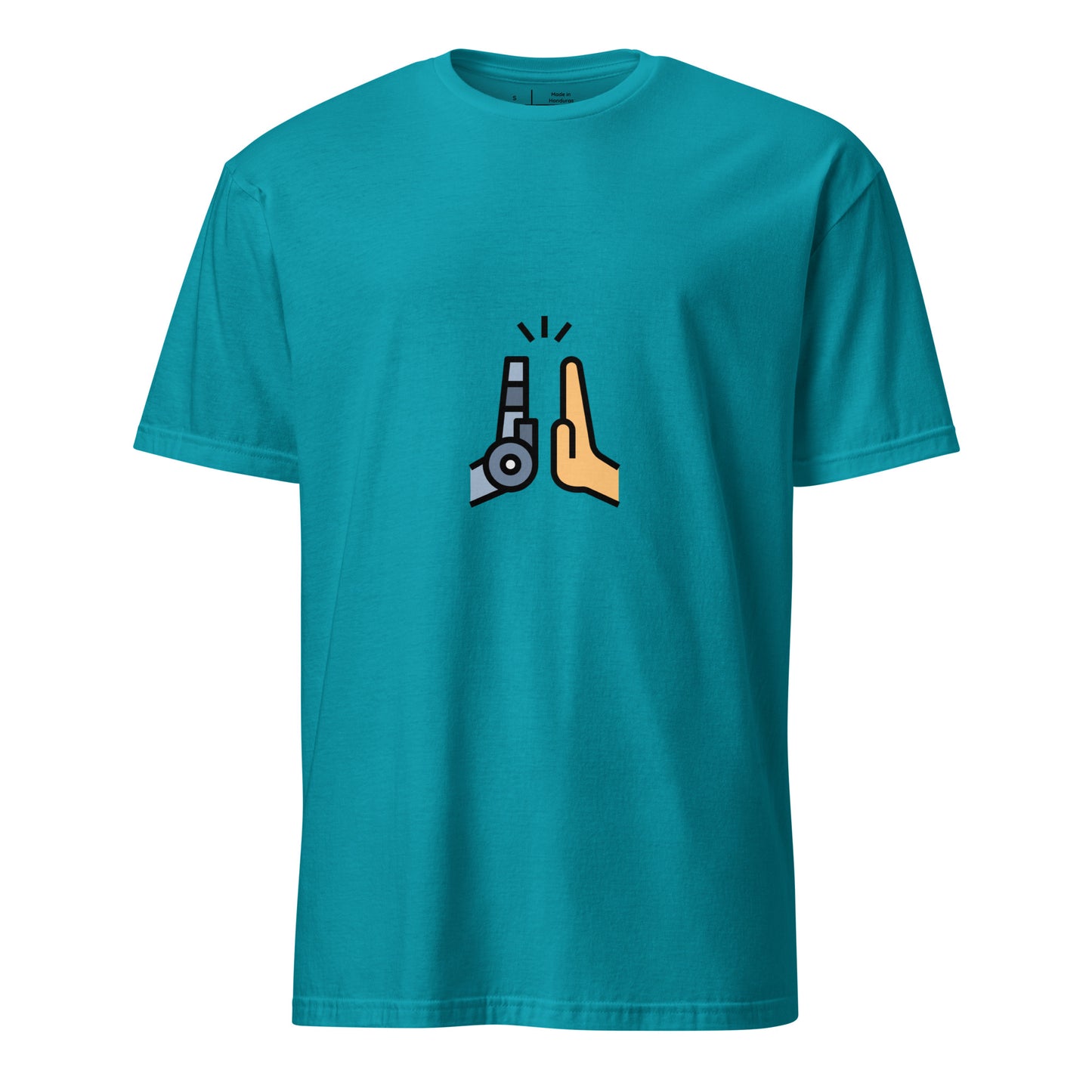 Collab - Man Meets Machine - Short-Sleeve Unisex T-Shirt - Graphic Tee - Tropical Blue - Front