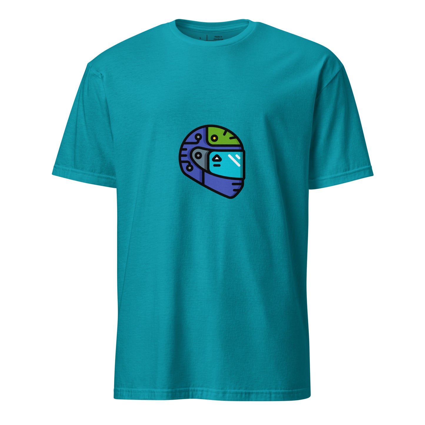 Cyber Helmet - Neo-Rider Edition - Short-Sleeve Unisex T-Shirt - Graphic Tee - Tropical Blue - Front