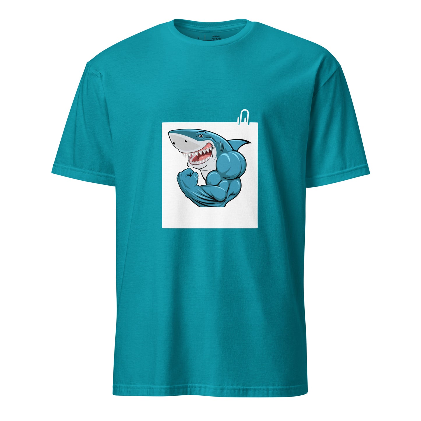 Muscle Shark - Flexin Underwater - Short-Sleeve Unisex T-Shirt - Graphic Tee - Tropical Blue - Front