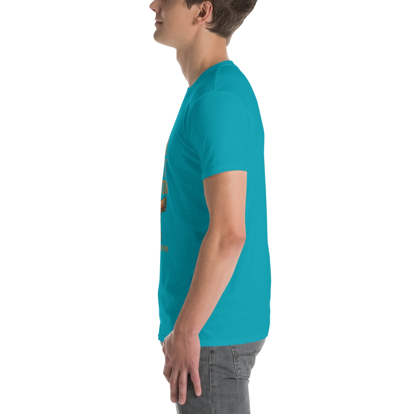 Never Trust An Atom - Science Joke - Short-Sleeve Unisex T-Shirt - Graphic Tee - Tropical Blue - Left side