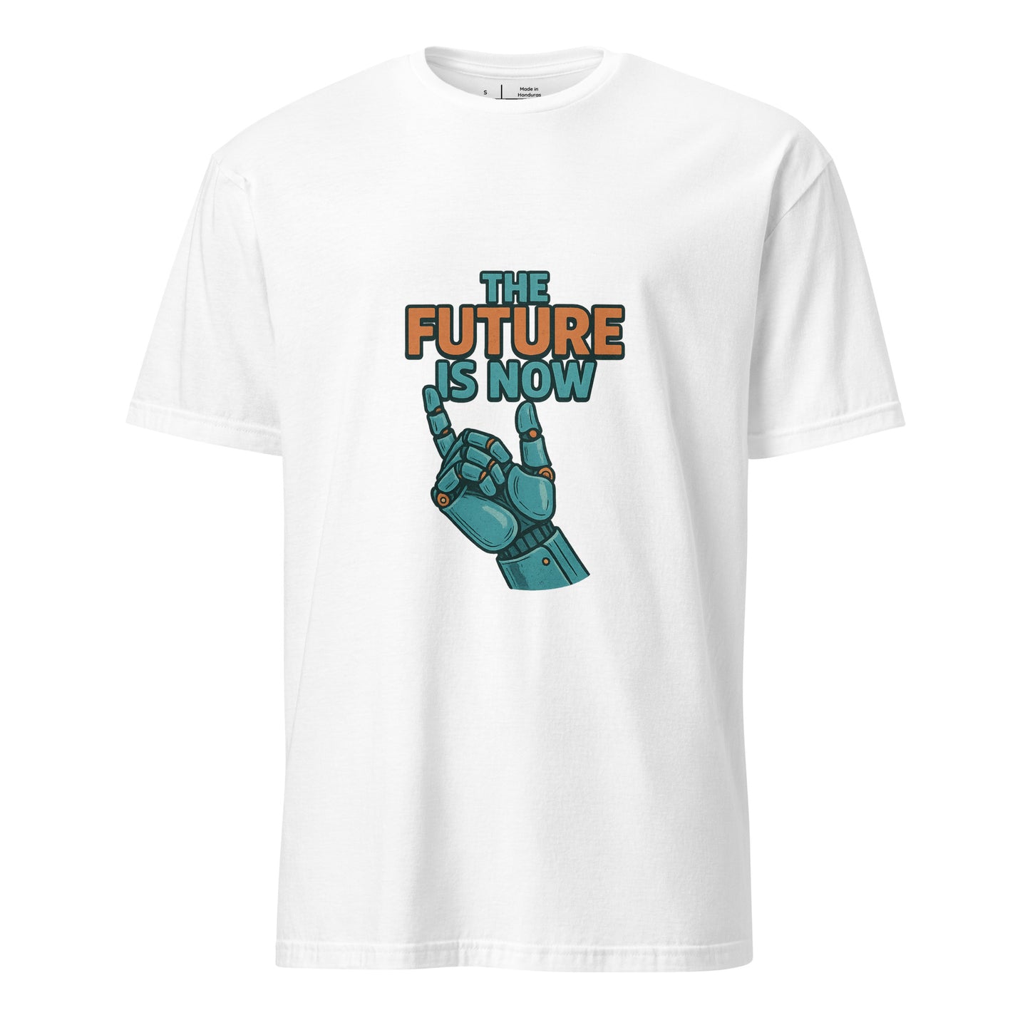 The Future Is Now - Futuristic Neon Tech - Short-Sleeve Unisex T-Shirt - Graphic Tee - White - Front