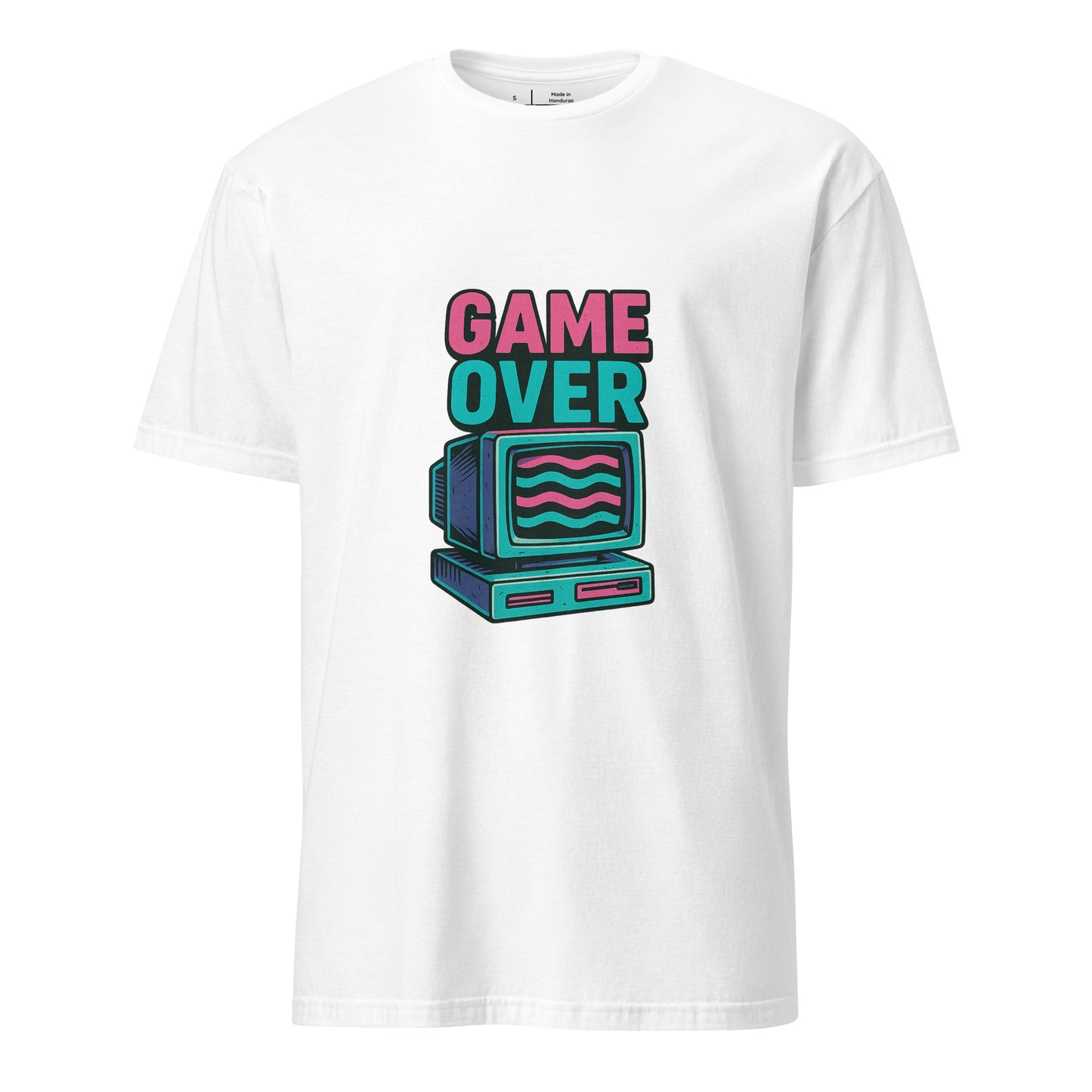 Game Over - Retro Gamer Glitch - Short-Sleeve Unisex T-Shirt - Graphic Tee - White - Front