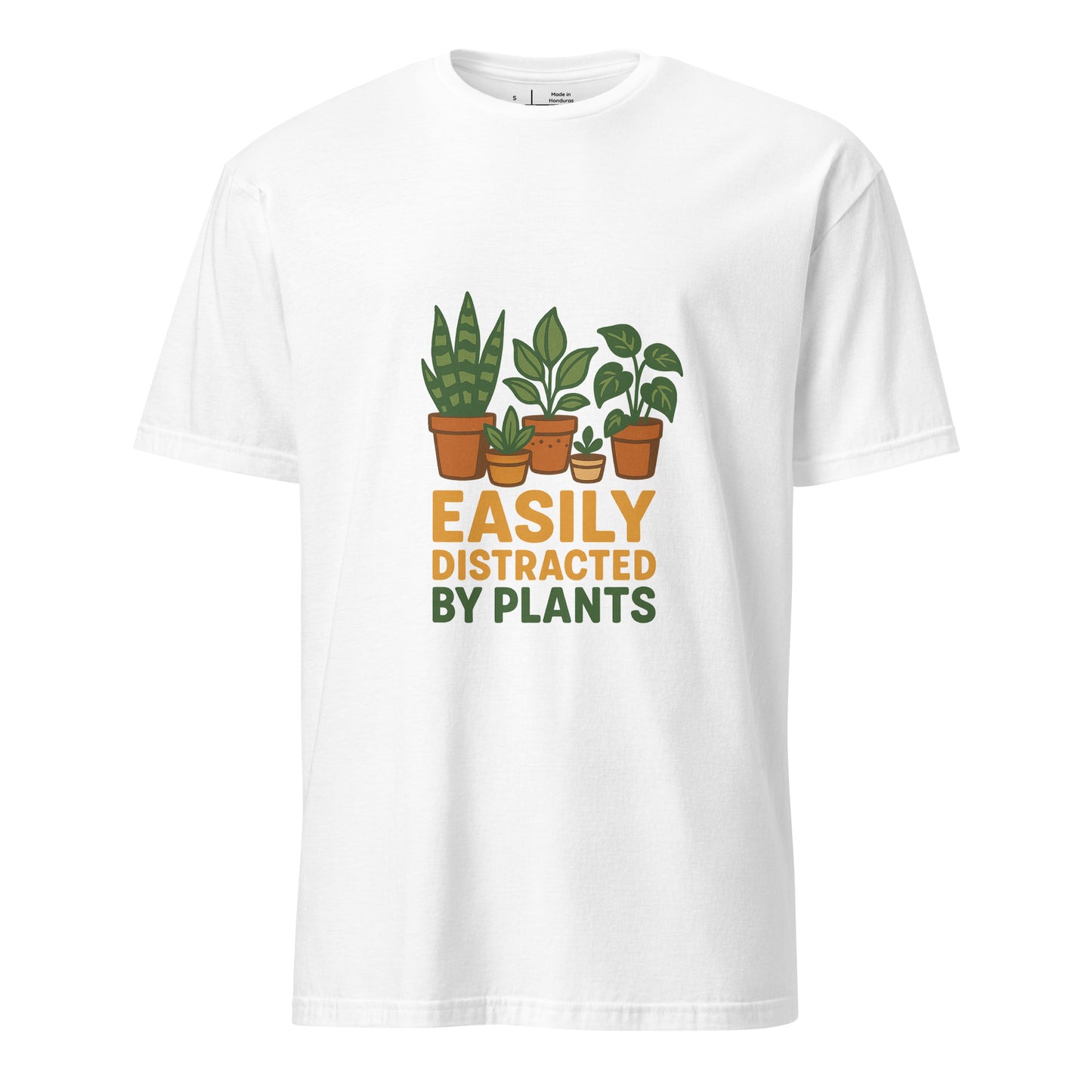 Easily Distracted By Plants - Short-Sleeve Unisex T-Shirt - Graphic Tee - White - Front