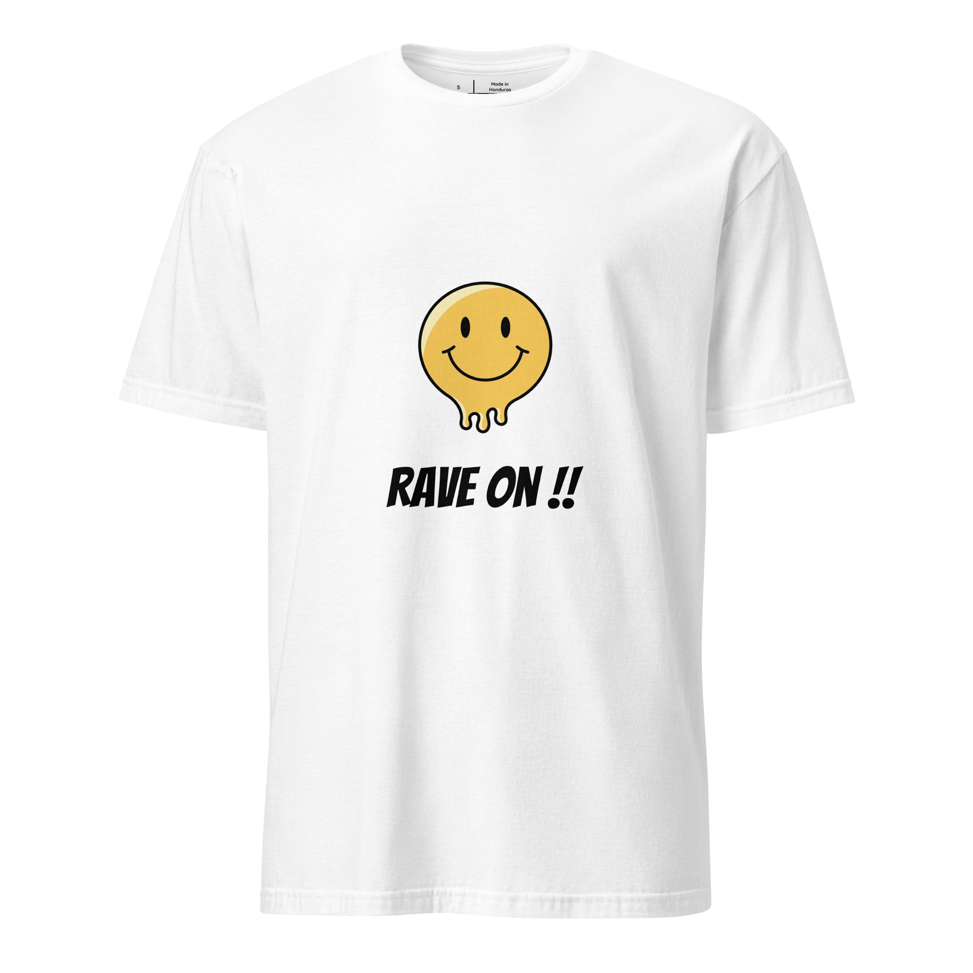 Rave On - Smiley Icon - Short-Sleeve Unisex T-Shirt - Graphic Tee - White - Front