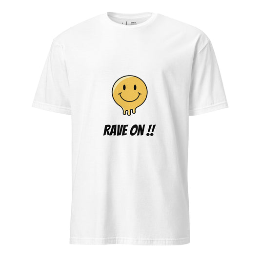 Rave On - Smiley Icon - Short-Sleeve Unisex T-Shirt - Graphic Tee - White - Front