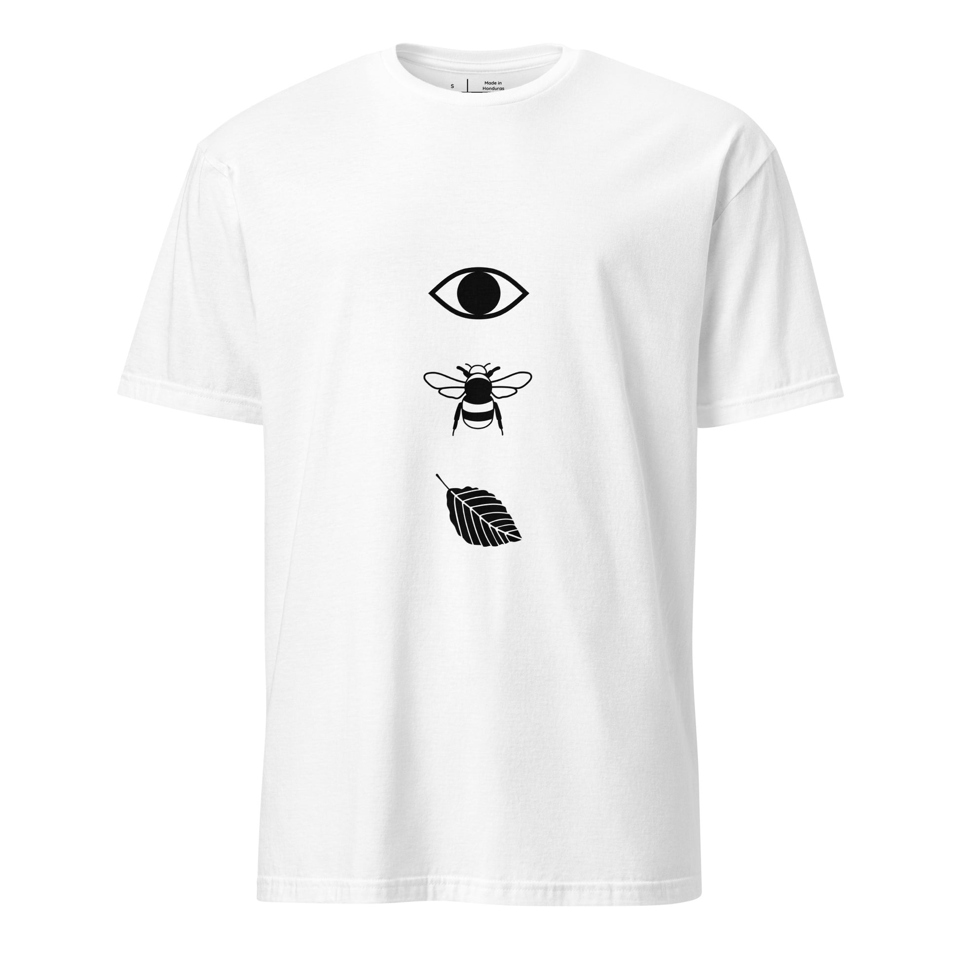 Eye - Bee - Leaf - Urban Collage - Short-Sleeve Unisex T-Shirt - Graphic Tee - White - Front