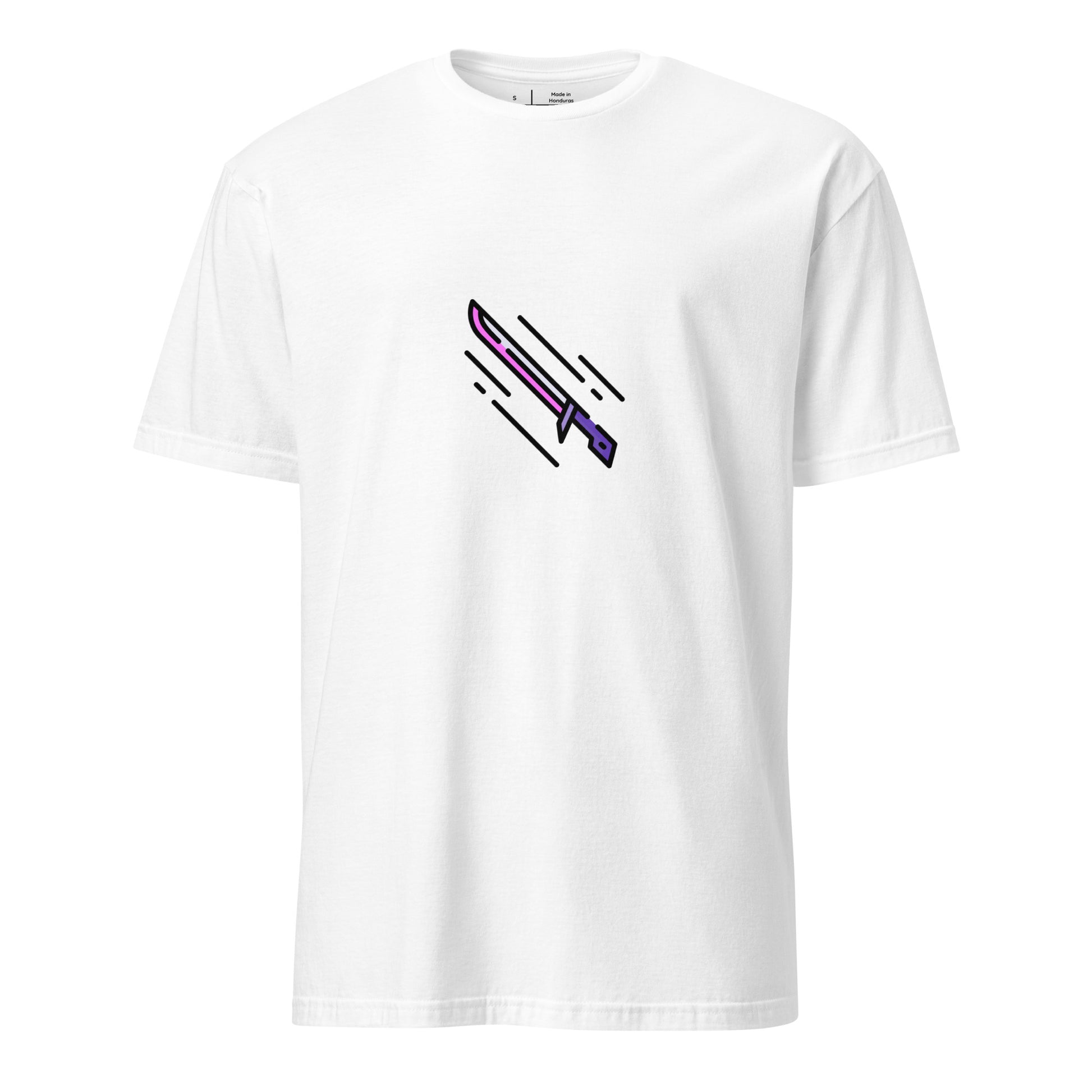 Cyber Sword – Blade Of The Neon Future - Short-Sleeve Unisex T-Shirt - Graphic Tee - White - Front
