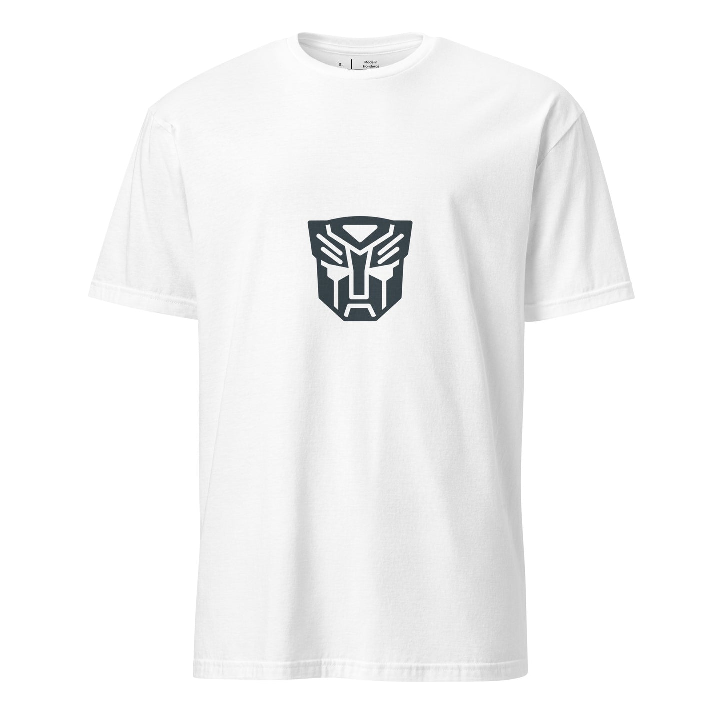 Tranzforma 1 - Minimalist Heroic Mech Icon - Short-Sleeve Unisex T-Shirt - Graphic Tee - White - Front