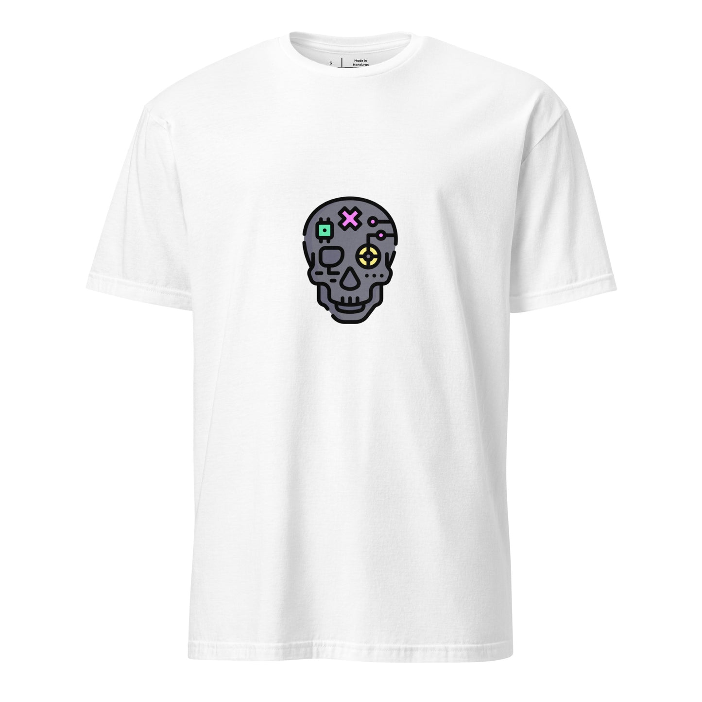 Cartoon Cyber Skull - Future Shock Style - Short-Sleeve Unisex T-Shirt - Graphic Tee - White - Front