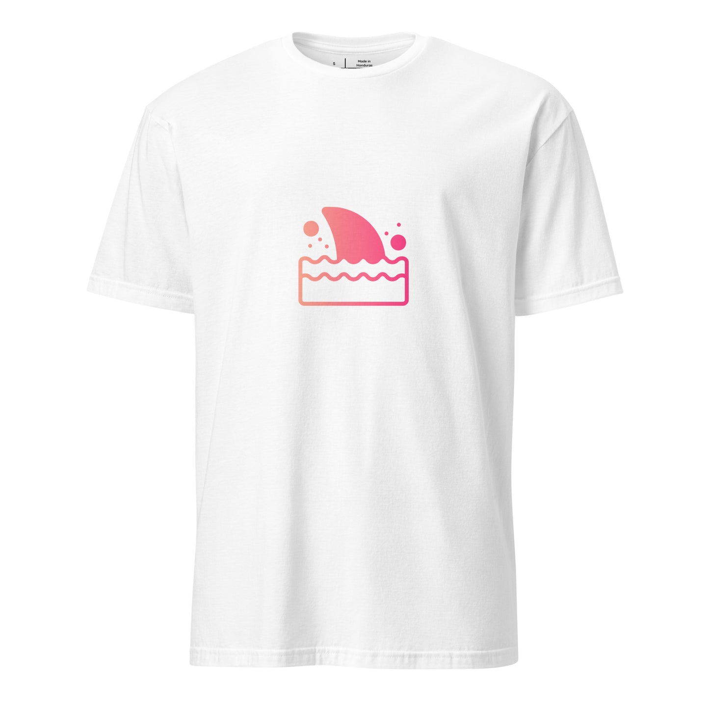 Shark Fin - Pink Hue Minimalist - Short-Sleeve Unisex T-Shirt - Graphic Tee - White - Front