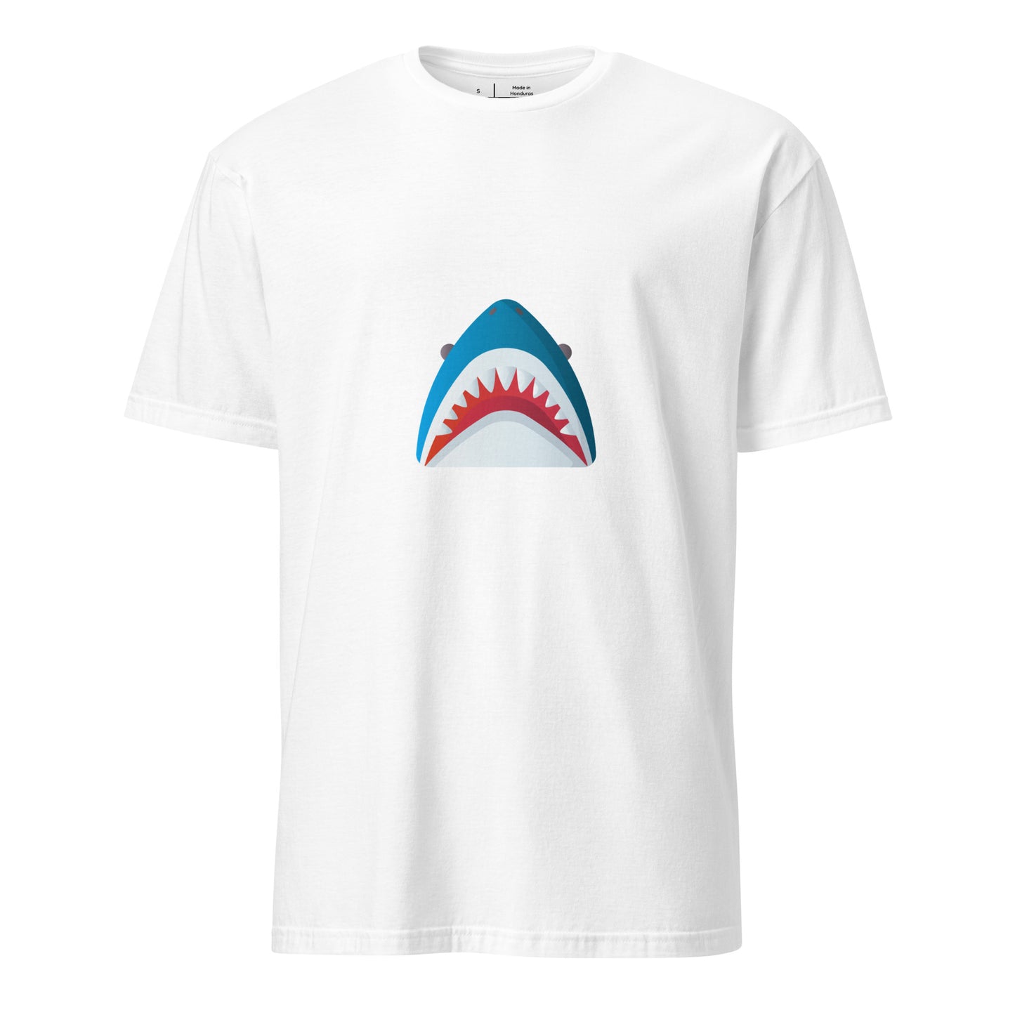Mr Shark - Cartoon Jaws Pop-Up - Short-Sleeve Unisex T-Shirt - Graphic Tee - White - Front