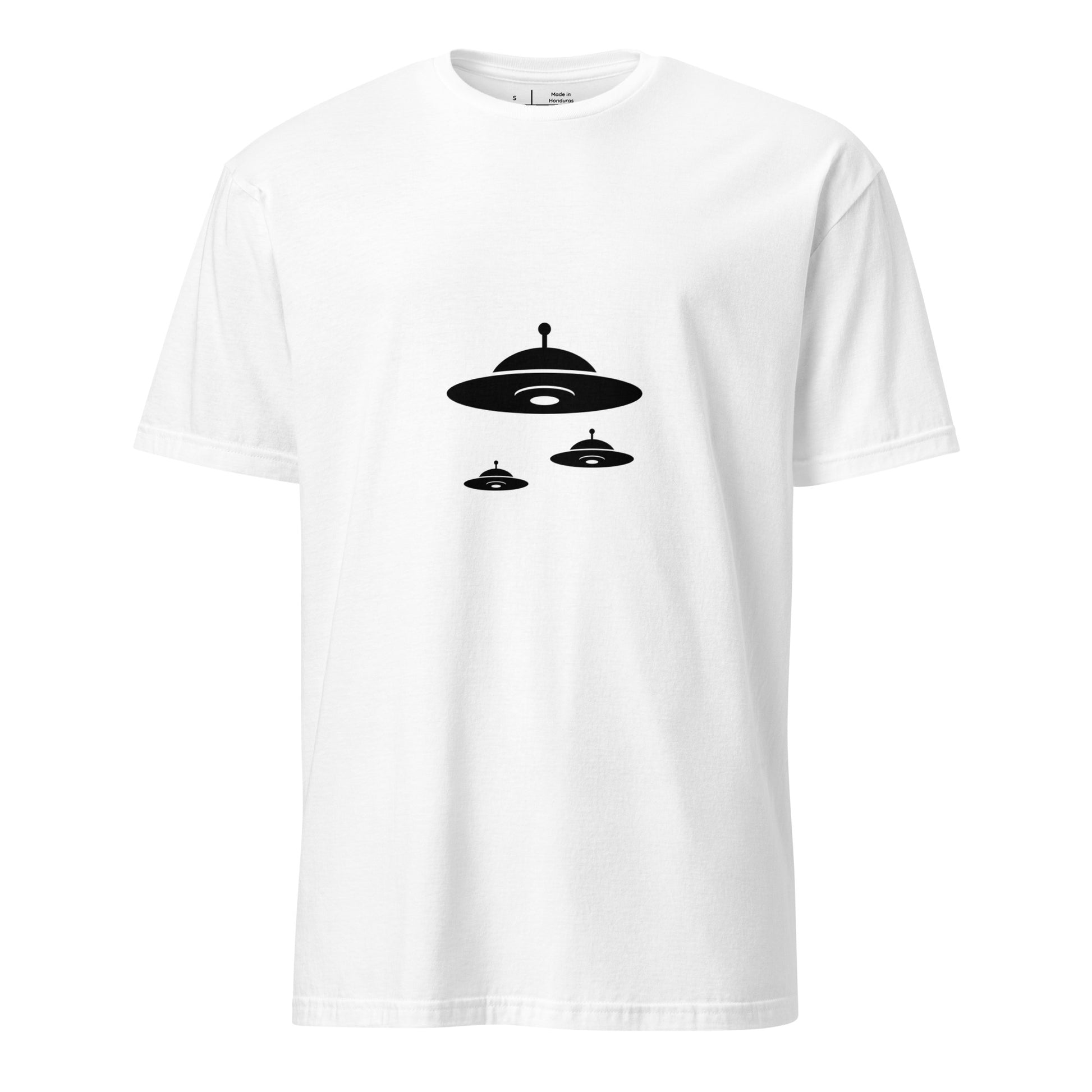 Flying Saucer - Retro UFO Formation - Short-Sleeve Unisex T-Shirt - Graphic Tee - White - Front