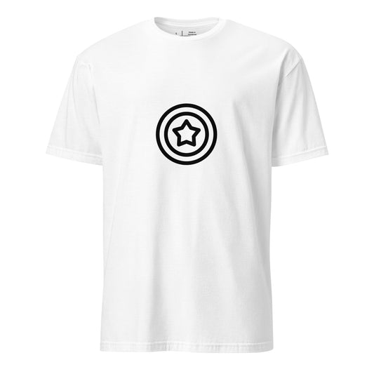Shield - Minimalist Hero Emblem - Short-Sleeve - Unisex T-Shirt - Graphic Tee - White - Front