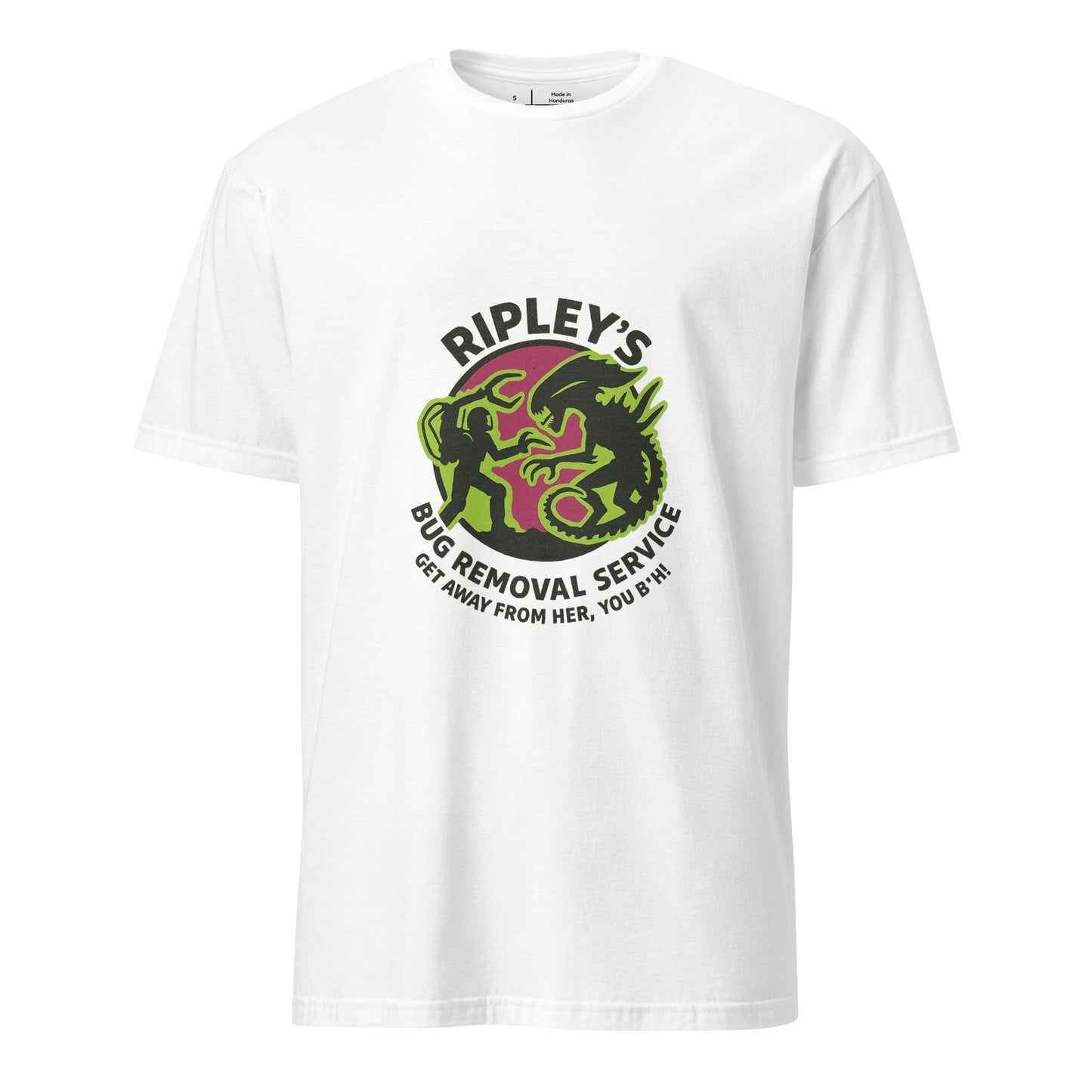 Ripley’s Bug Removal Service – Sci-Fi Parody - Short-Sleeve Unisex T-Shirt - Graphic Tee - White - Front