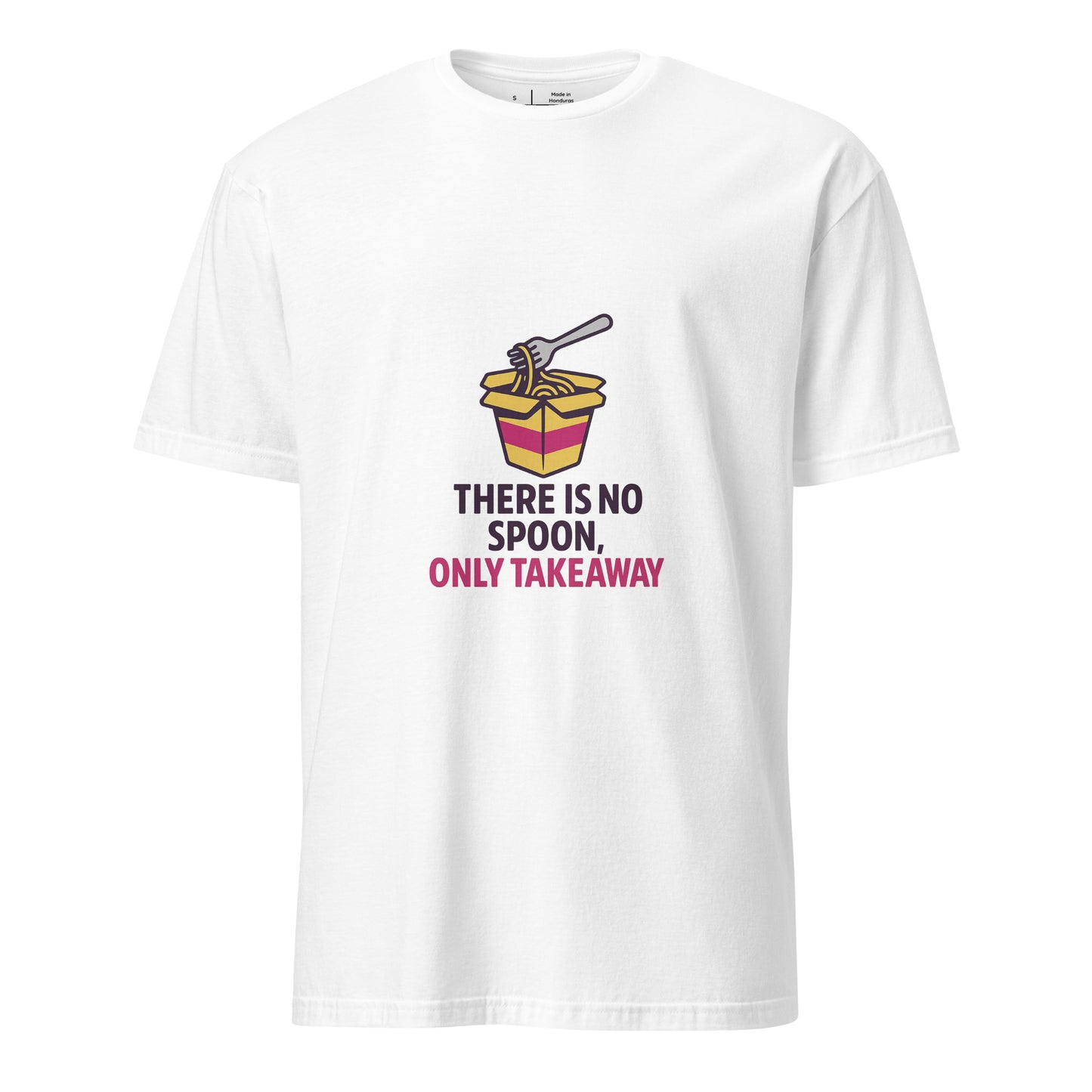 There Is No Spoon, Only Takeaway — Matrix-Inspired - Short-Sleeve Unisex T-Shirt - Graphic Tee - White - Front