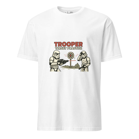 Trooper Target Practice – Aiming's Overrated Anyway - Short-Sleeve Unisex T-Shirt - Graphic Tee - White - Front