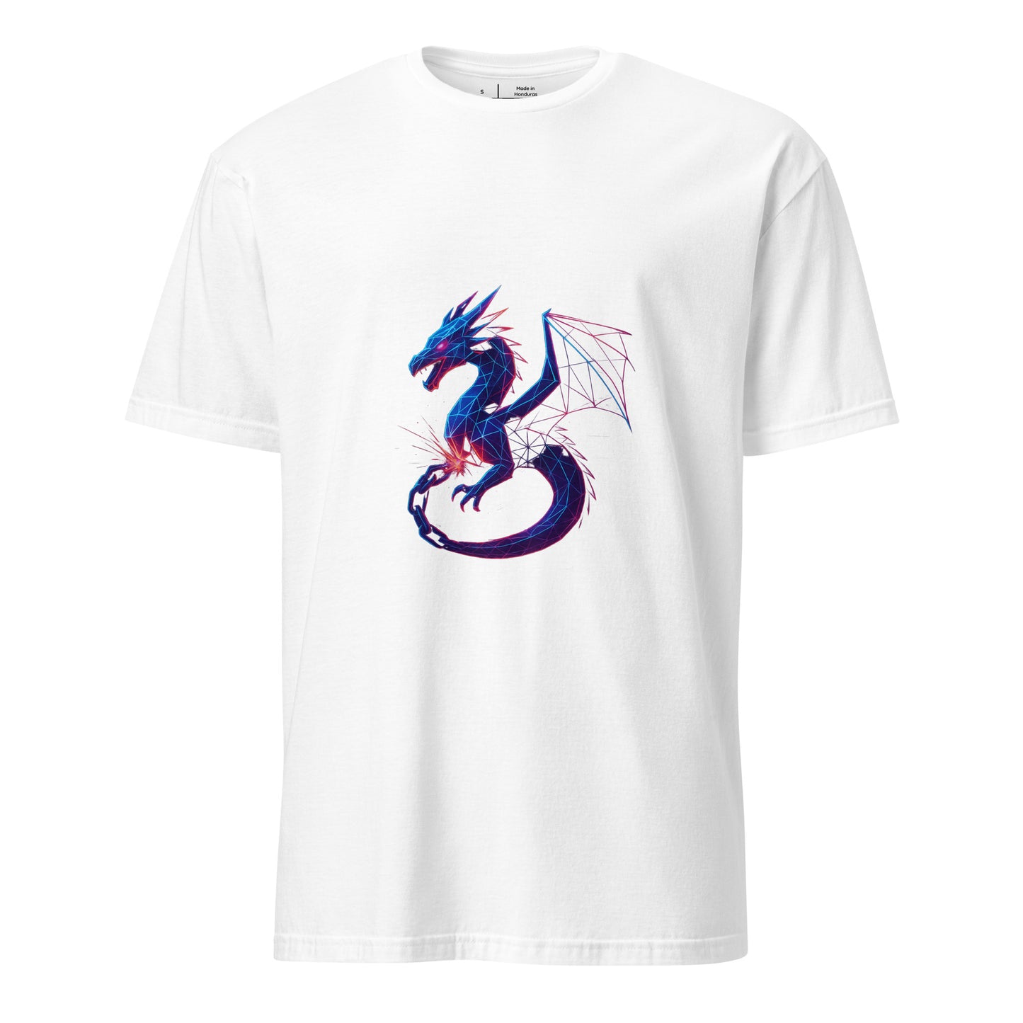 Digital Dragon – Neon Cyber Beast - Short-Sleeve Unisex T-Shirt - Graphic Tee - White - Front
