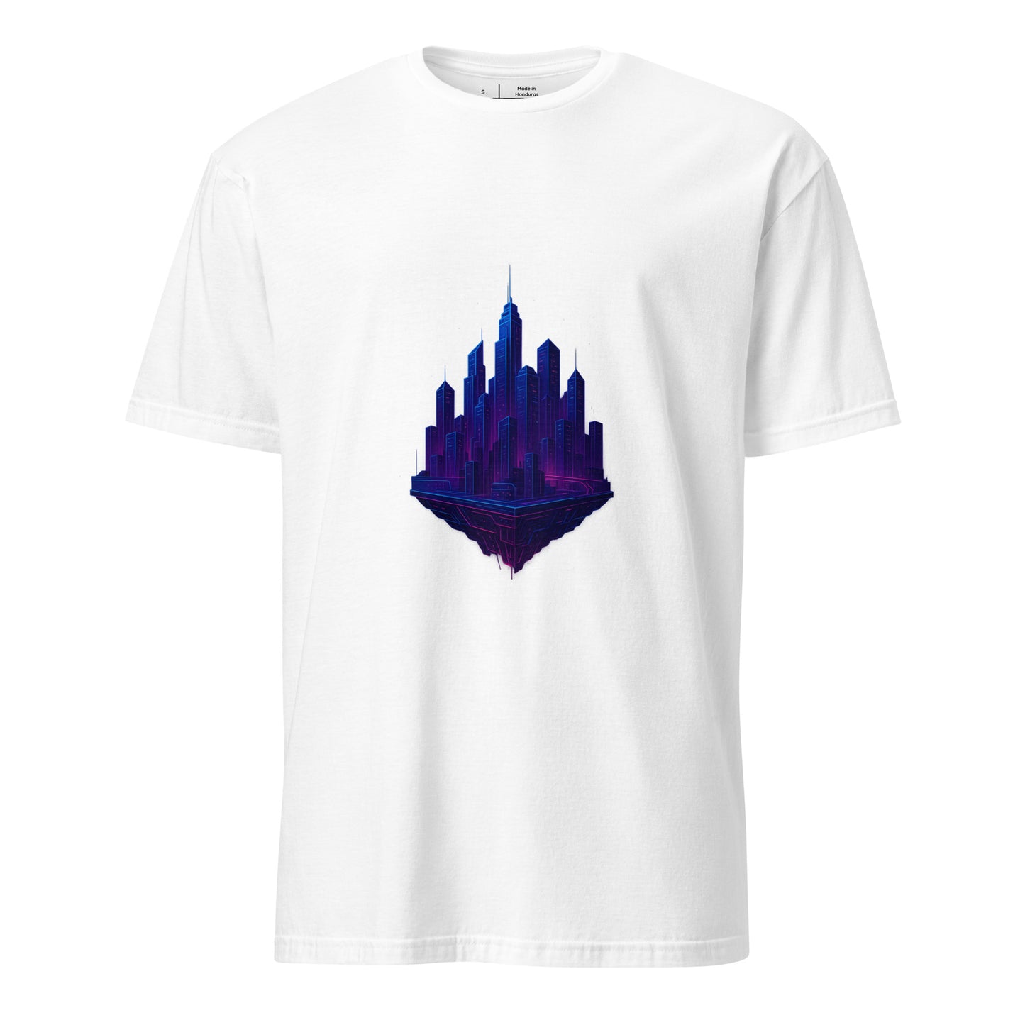 Quantum City – Neon Dreams Beyond Time - Short-Sleeve Unisex T-Shirt - Graphic Tee - White - Front
