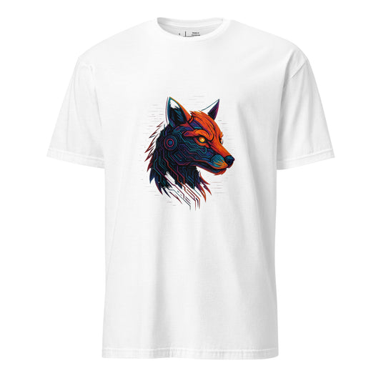 Cyber Fox – Neon Trickster - Short-Sleeve Unisex T-Shirt - Graphic Tee - White - Front