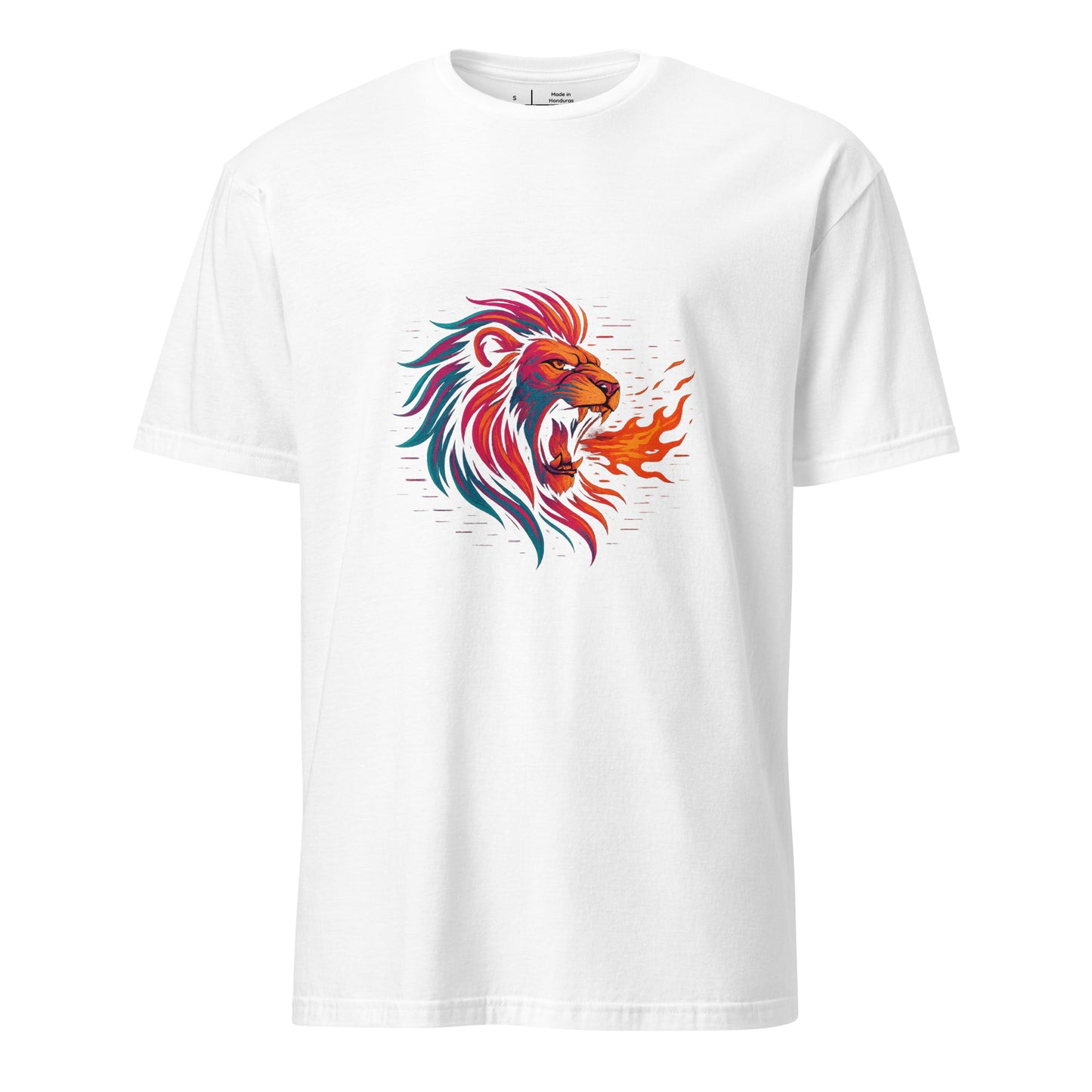 Cyber Lion – King Of Neon Jungle - Short-Sleeve Unisex T-Shirt - Graphic Tee - White - Front