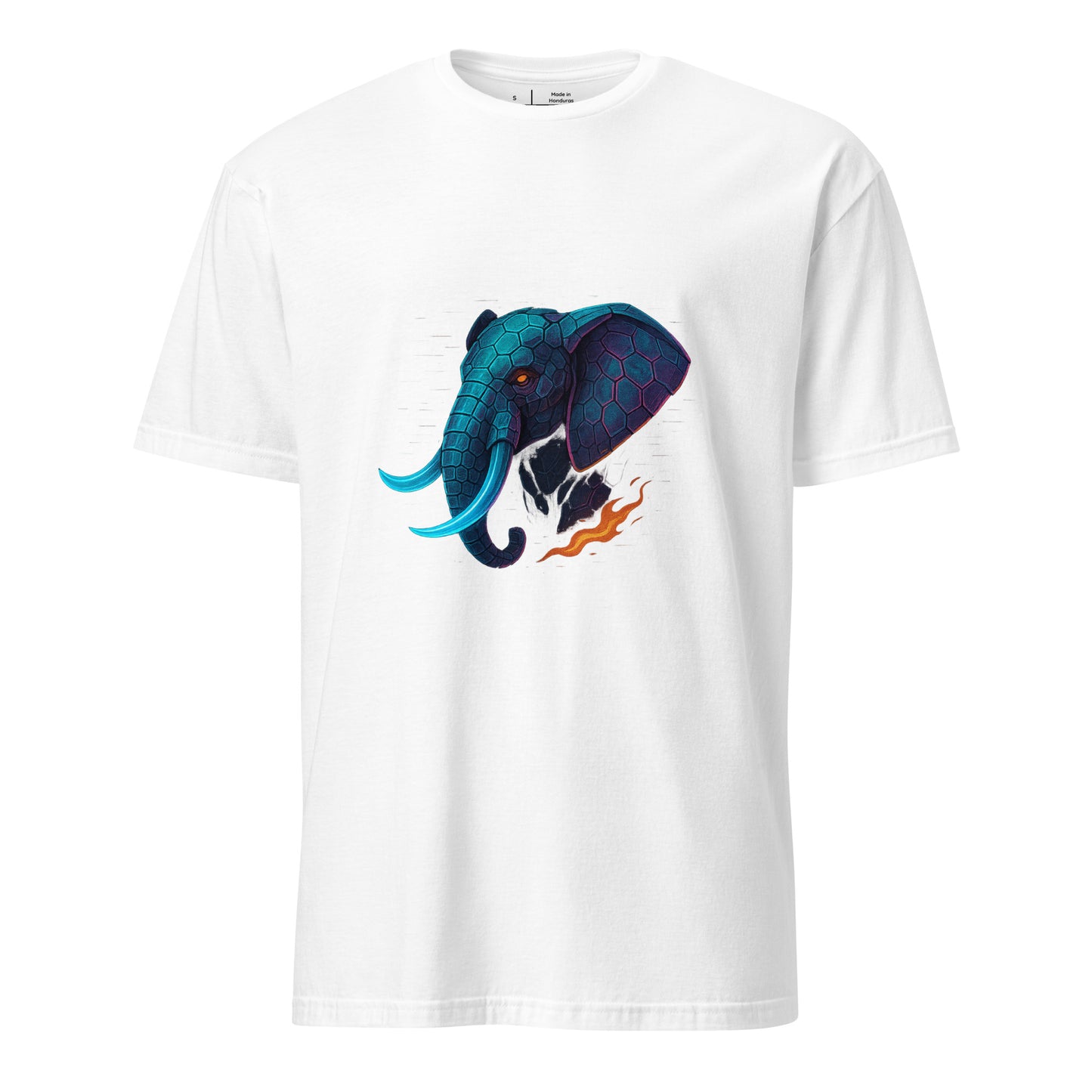 Cyber Elephant – Futuristic Tech Jungle - Short-Sleeve Unisex T-Shirt - Graphic Tee - White - Front
