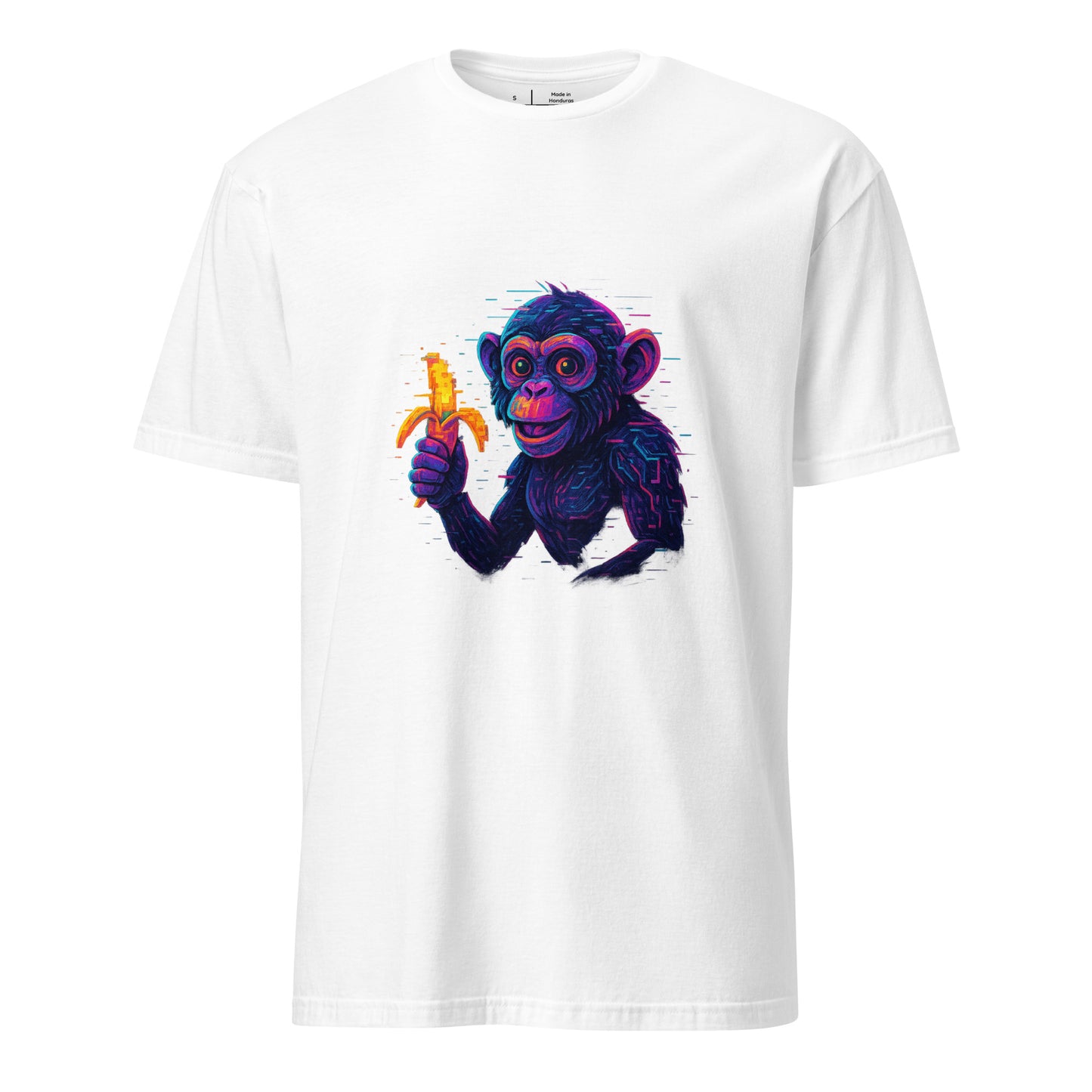 Cyber Monkey – Futuristic Primate - Short-Sleeve Unisex T-Shirt - Graphic Tee - White - Front