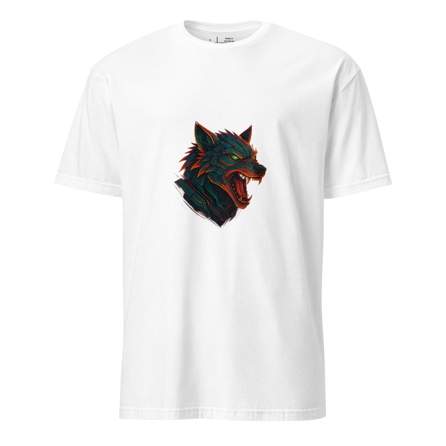 The Wolf Overdrive – Cyber Wolf Unleashed - Short-Sleeve Unisex T-Shirt - Graphic Tee - White - Front