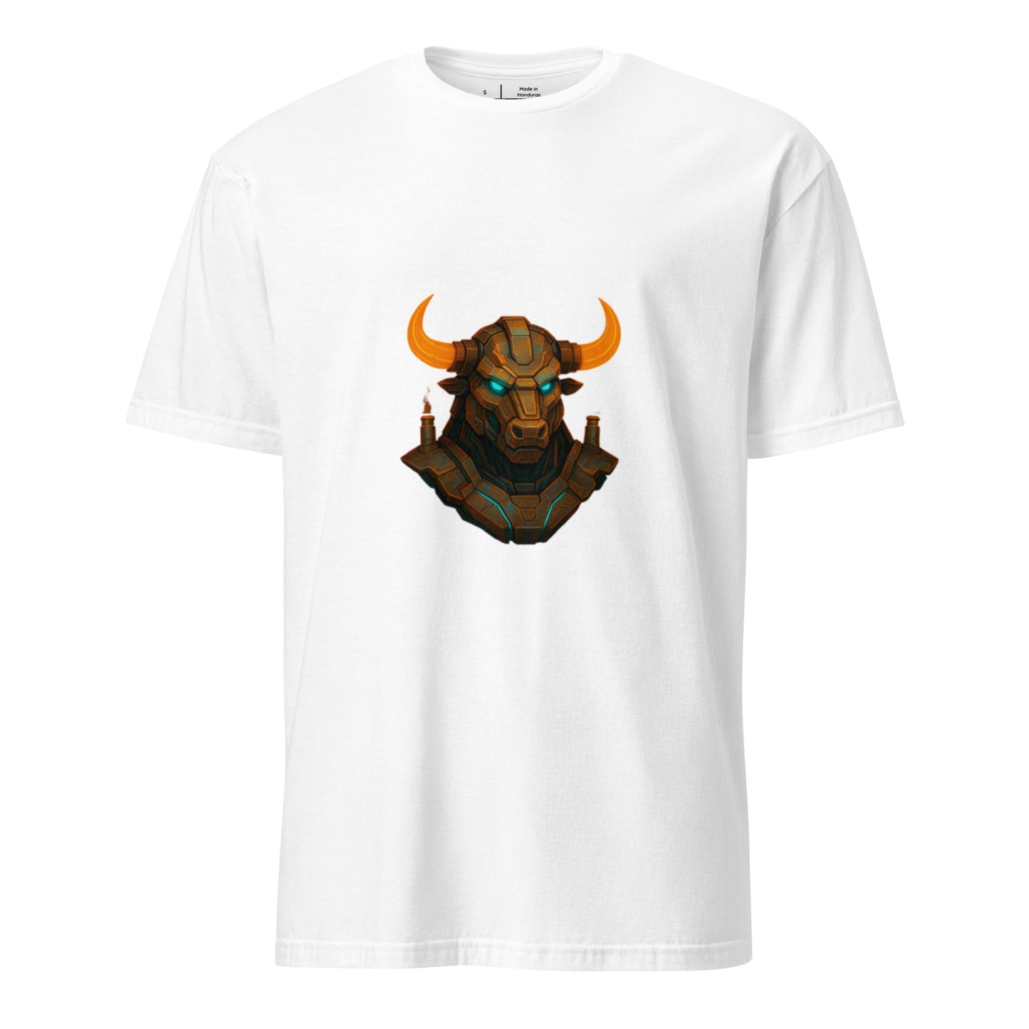 Techno Minotaur – Cyber Beast - Short-Sleeve Unisex T-Shirt - Graphic Tee - White - Front