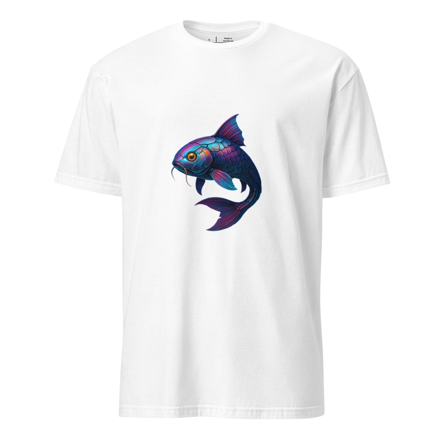 Cyber Koi – Neon Serenity - Short-Sleeve Unisex T-Shirt - Graphic Tee - White - Front