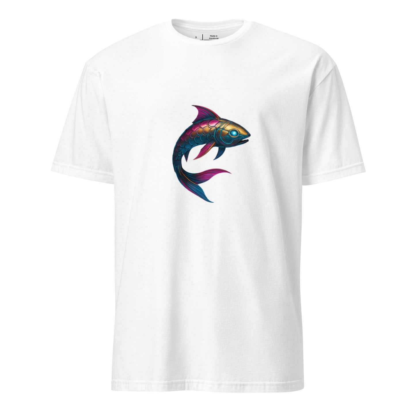 Cyber Koi – Serenity Meets Circuitry - Short-Sleeve Unisex T-Shirt - Graphic Tee - White - Front