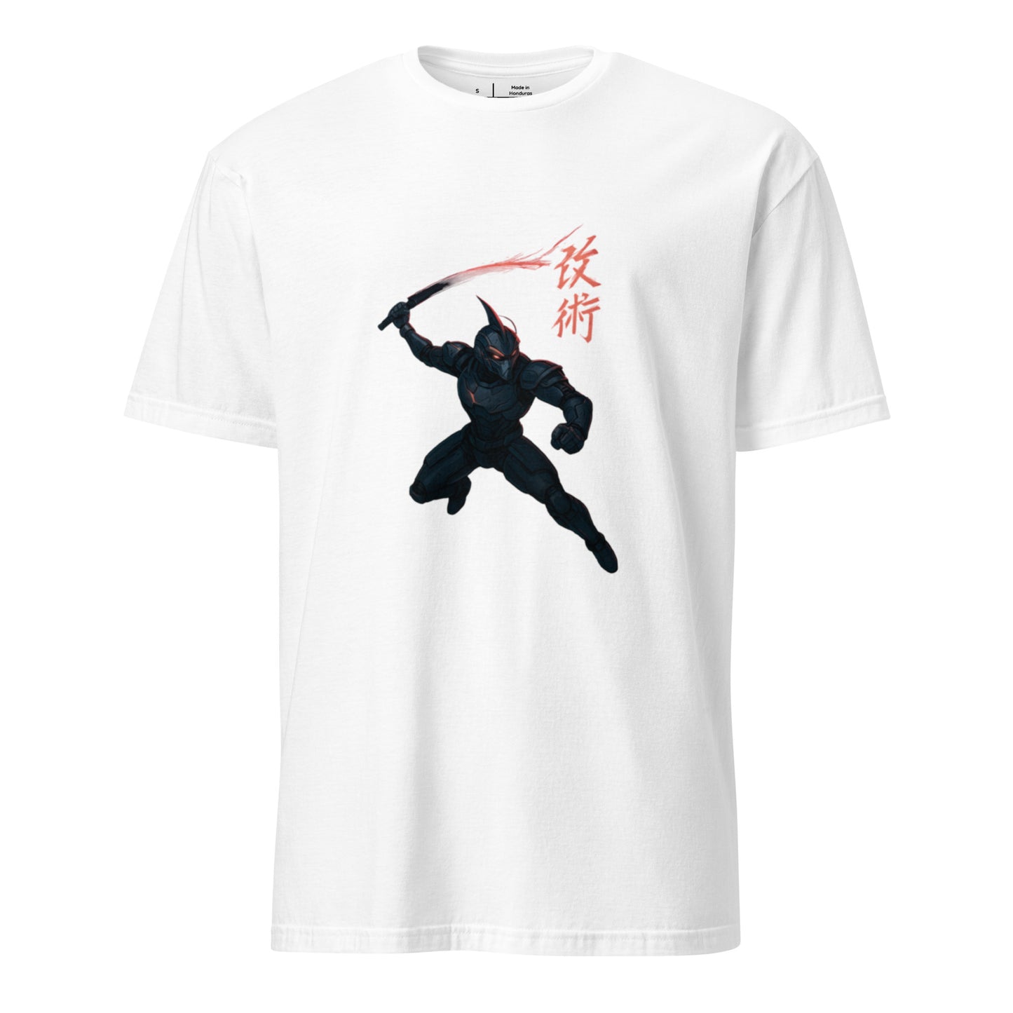 Neo-Samurai 09 – Cybernetic Warrior - Short-Sleeve Unisex T-Shirt - Graphic Tee - White - Front